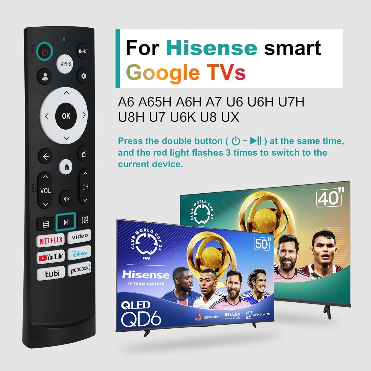 Control Remoto Universal Hisense TV - Compatible con Google Smart TV