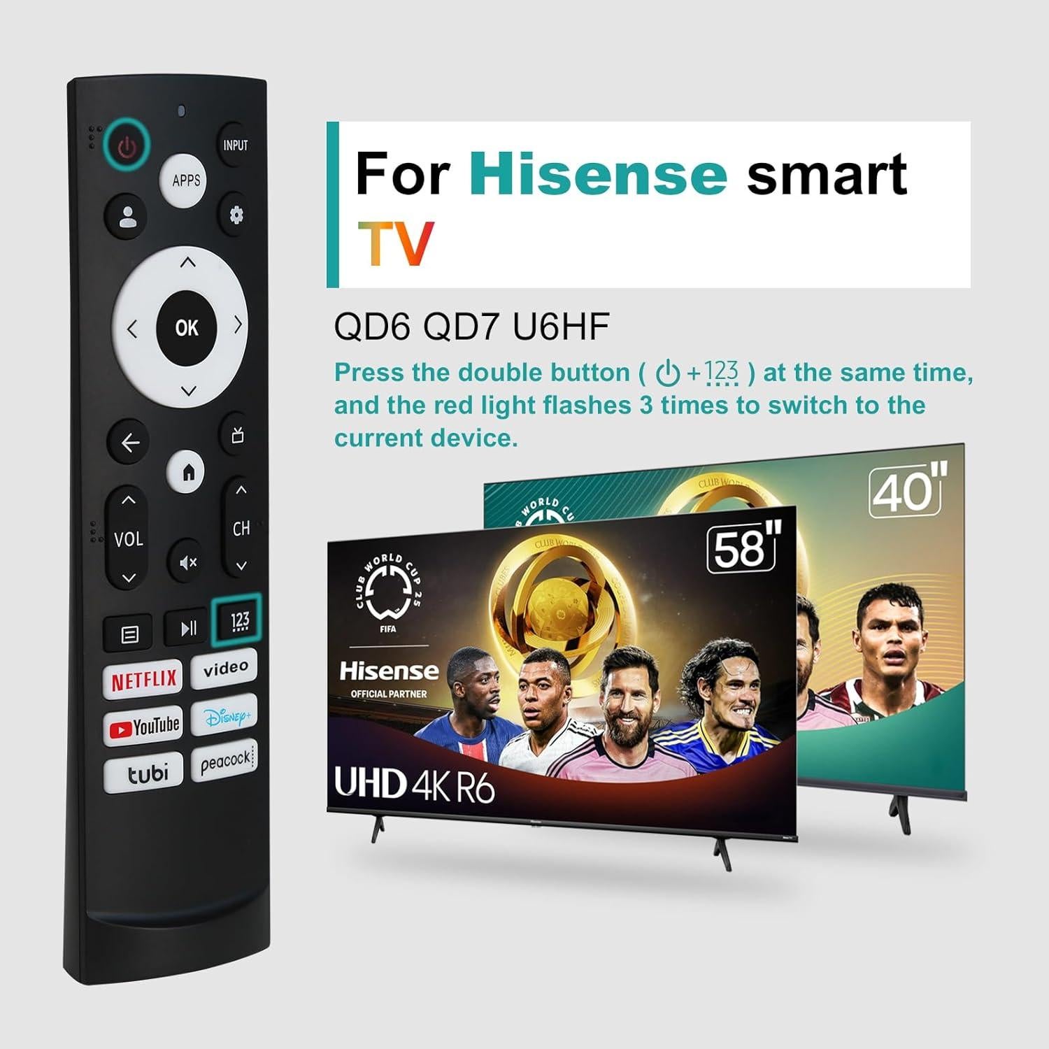 Control Remoto Universal Hisense TV - Compatible con Google Smart TV