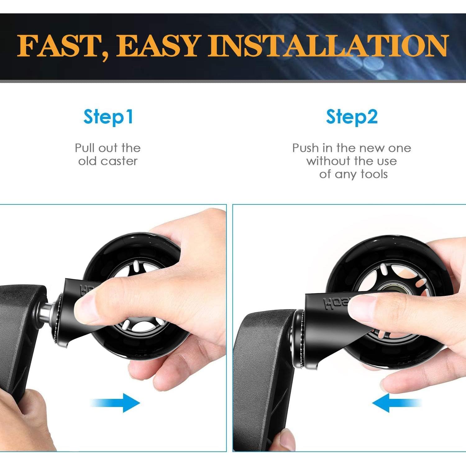 Ruedas de Reemplazo para Sillas de Oficina HOSALI 3" Negras