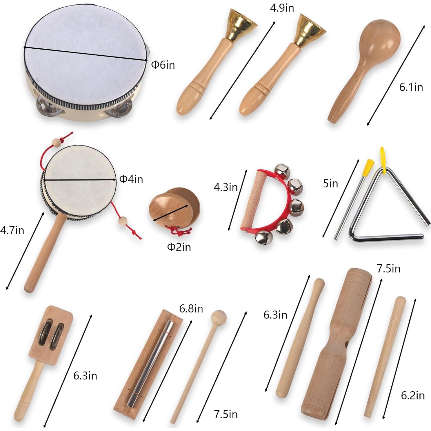 Juego de Instrumentos Musicales de Madera KIDSTOYLAND 16 Piezas