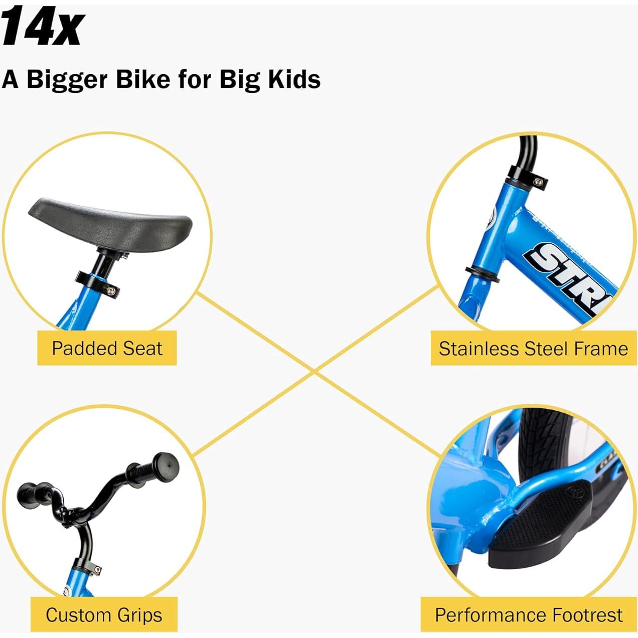 Bicicleta de Equilibrio Strider 14x Azul para Niños 3-6 Años