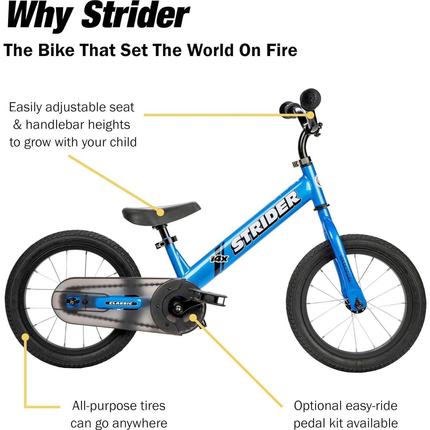 Bicicleta de Equilibrio Strider 14x Azul para Niños 3-6 Años