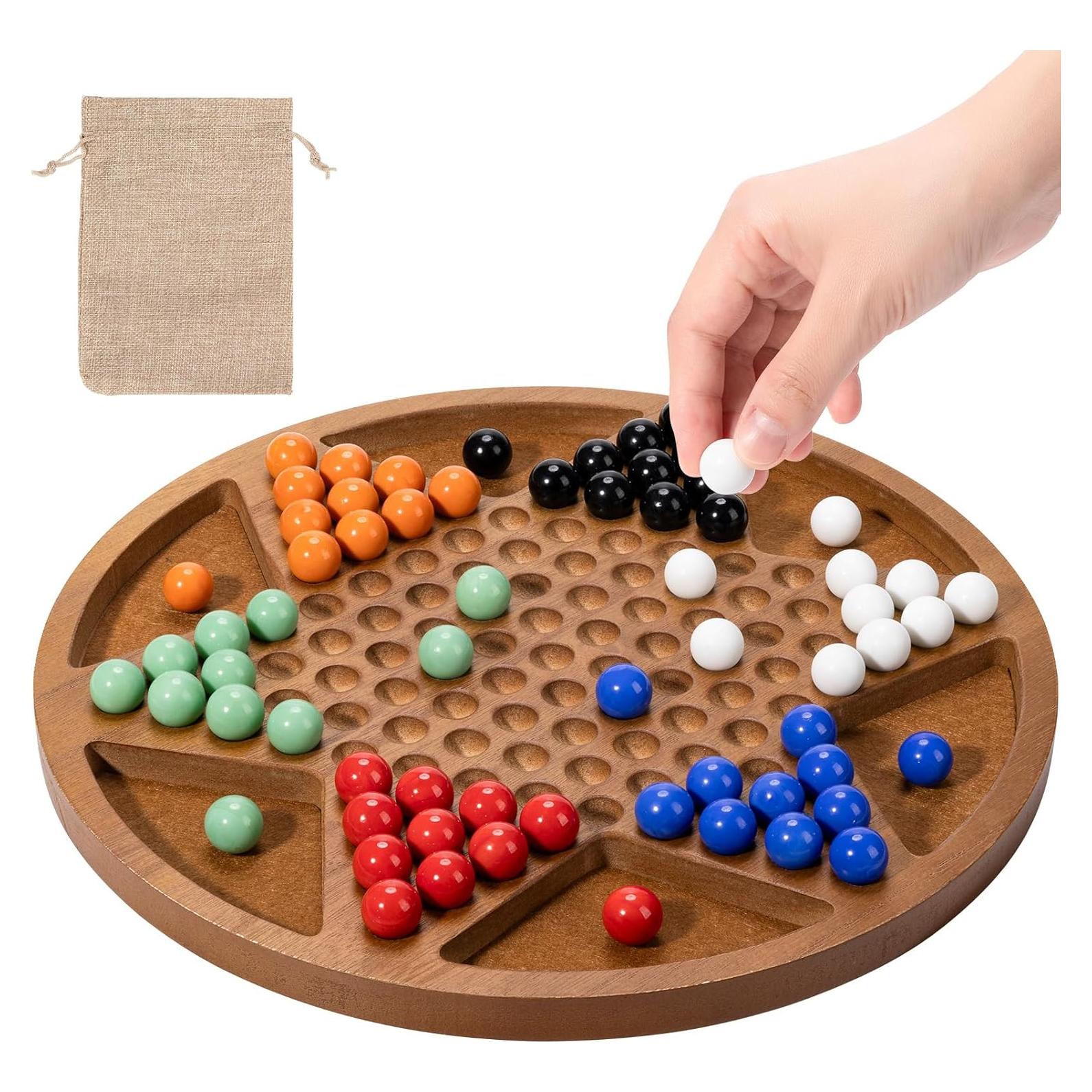 Juego de Damas Chinas MNYUN de Madera 30.48 cm con 60 Canicas