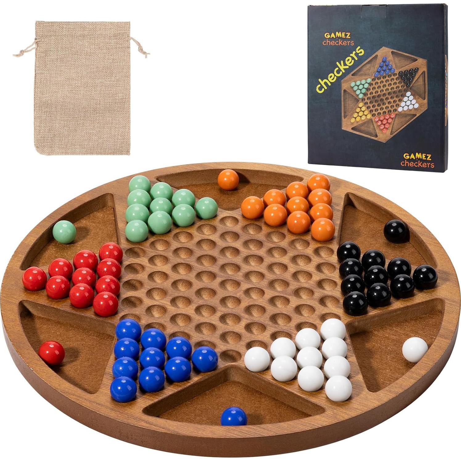 Juego de Damas Chinas MNYUN de Madera 30.48 cm con 60 Canicas