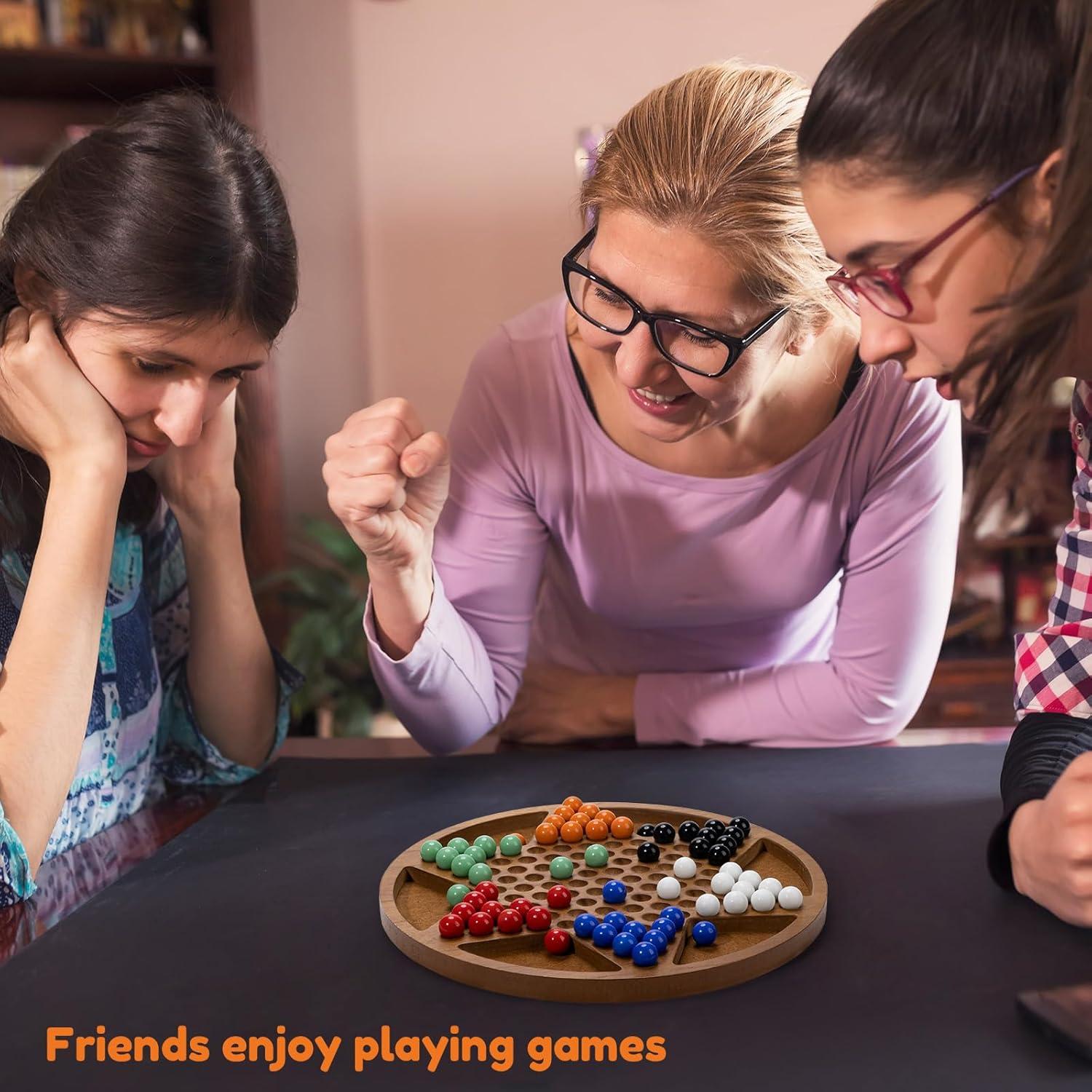 Juego de Damas Chinas MNYUN de Madera 30.48 cm con 60 Canicas