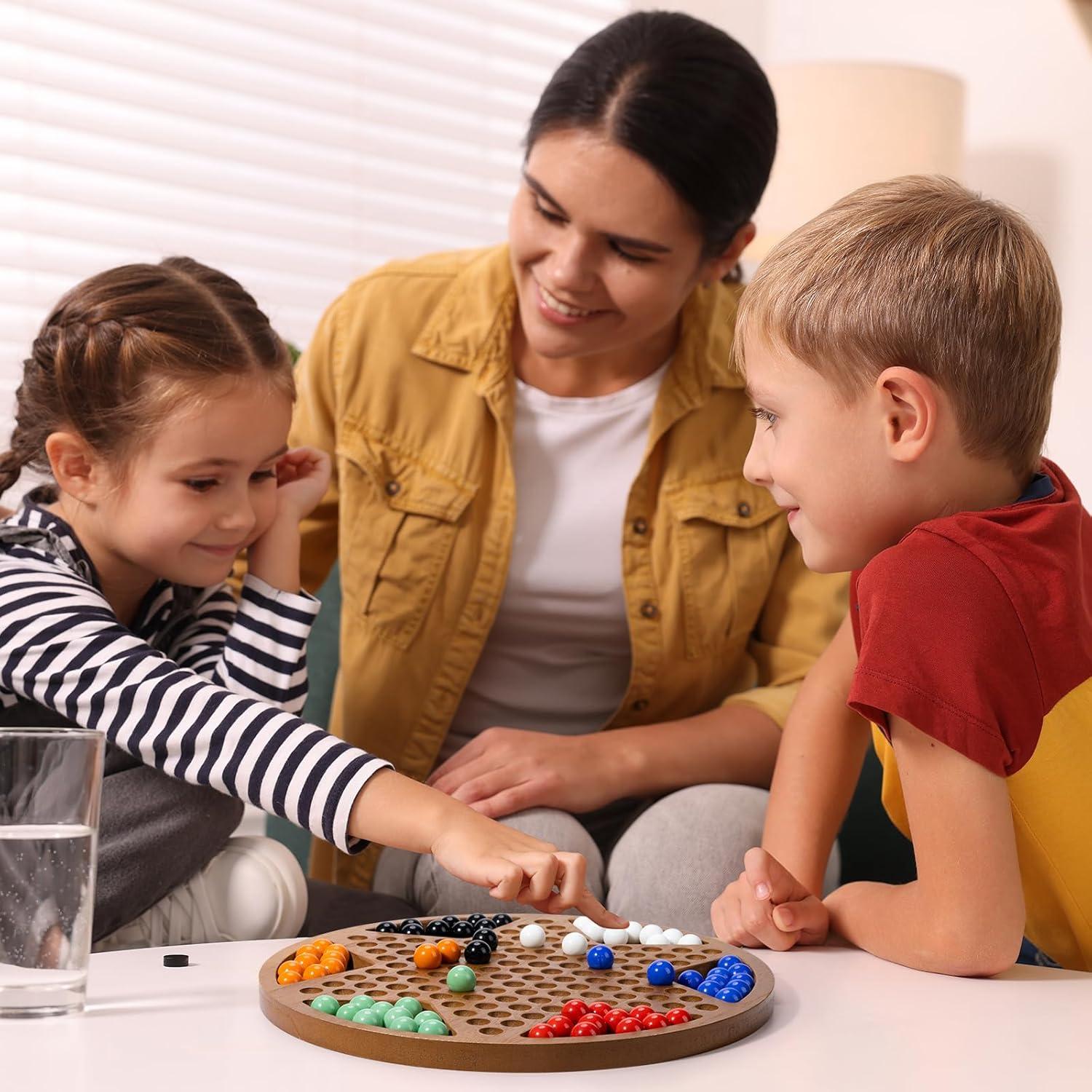 Juego de Damas Chinas MNYUN de Madera 30.48 cm con 60 Canicas