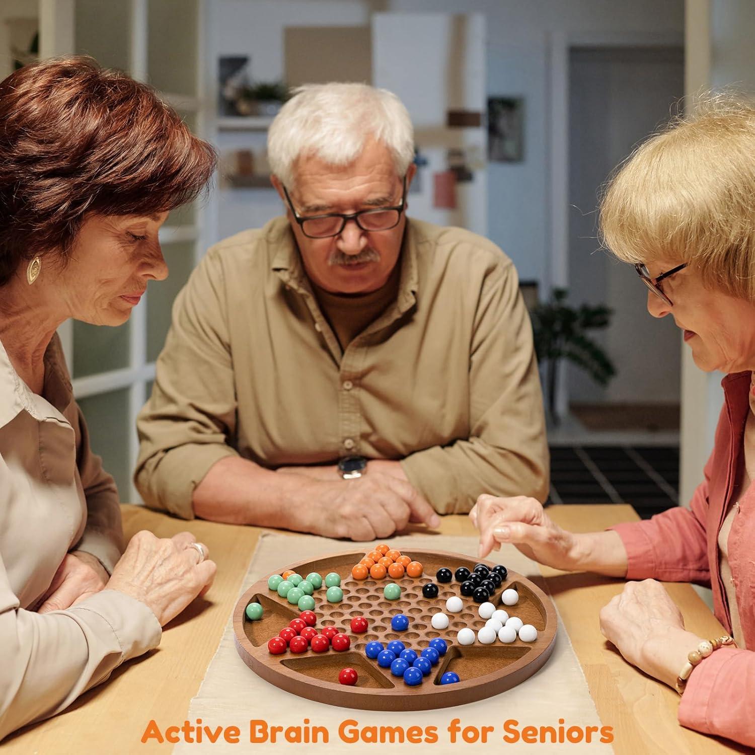 Juego de Damas Chinas MNYUN de Madera 30.48 cm con 60 Canicas