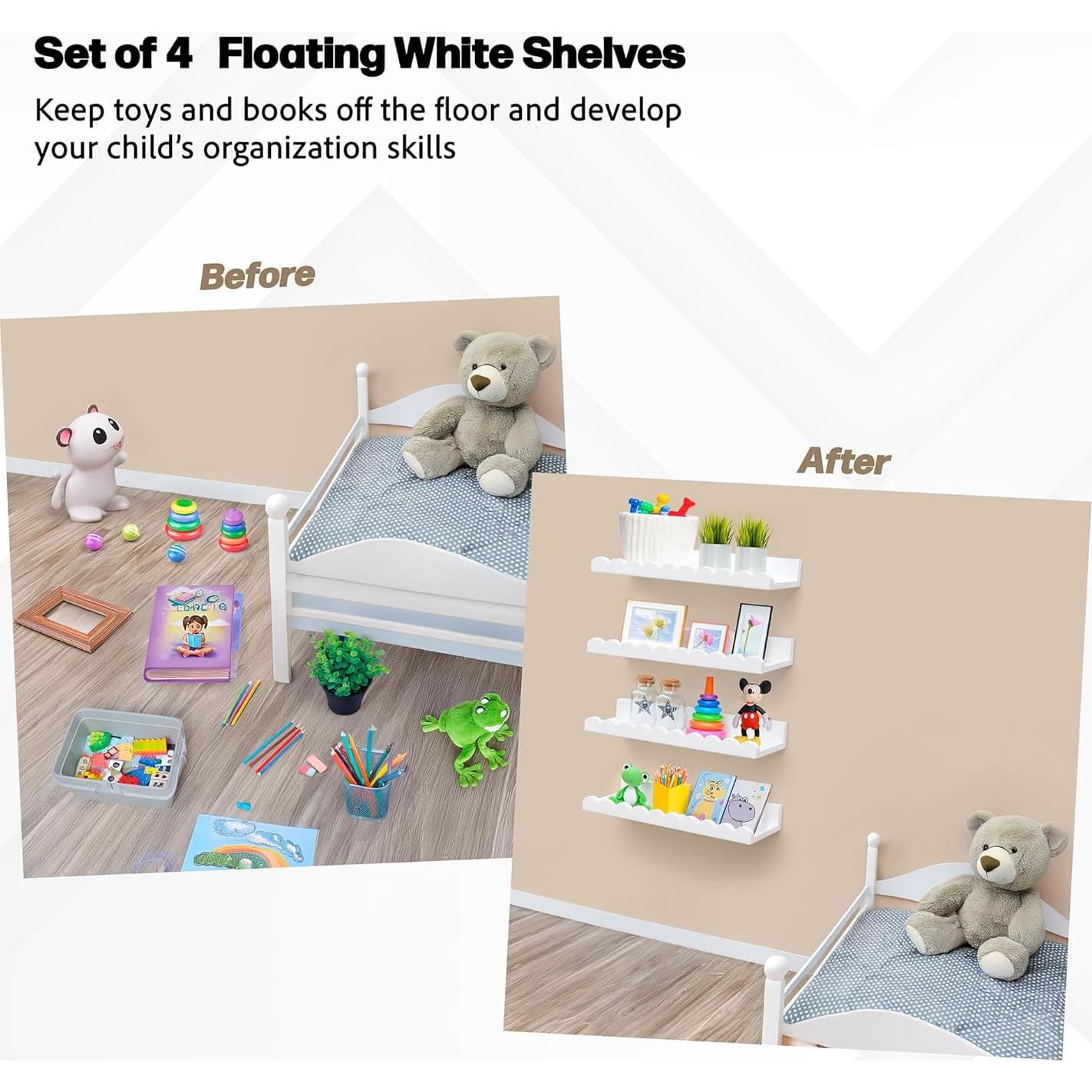 Estantes Flotantes Green Goods Supply - Juego de 4 Blancos 40cm