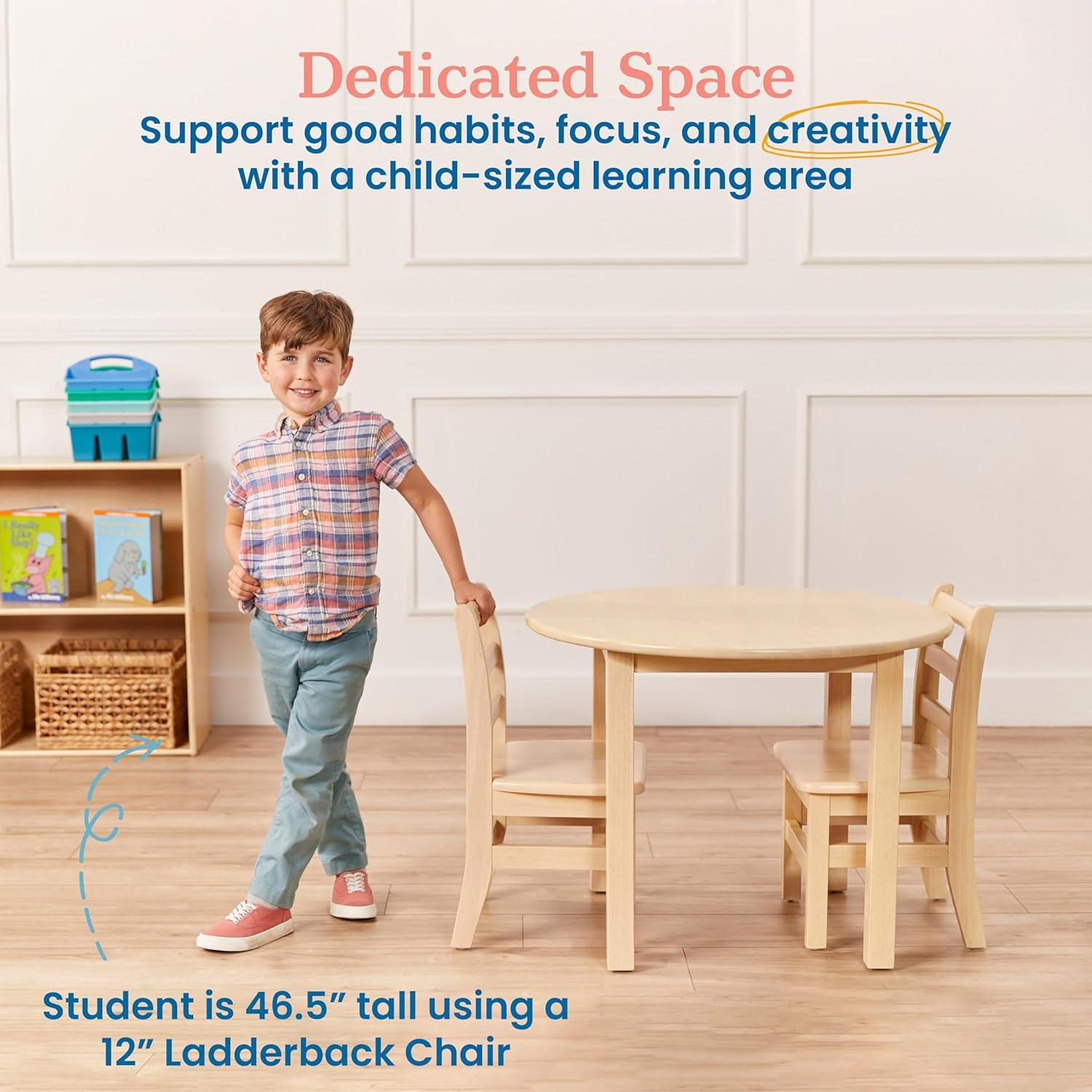 Mesa Redonda Infantil ECR4Kids de Madera Dura 76cm Blanco Antiguo