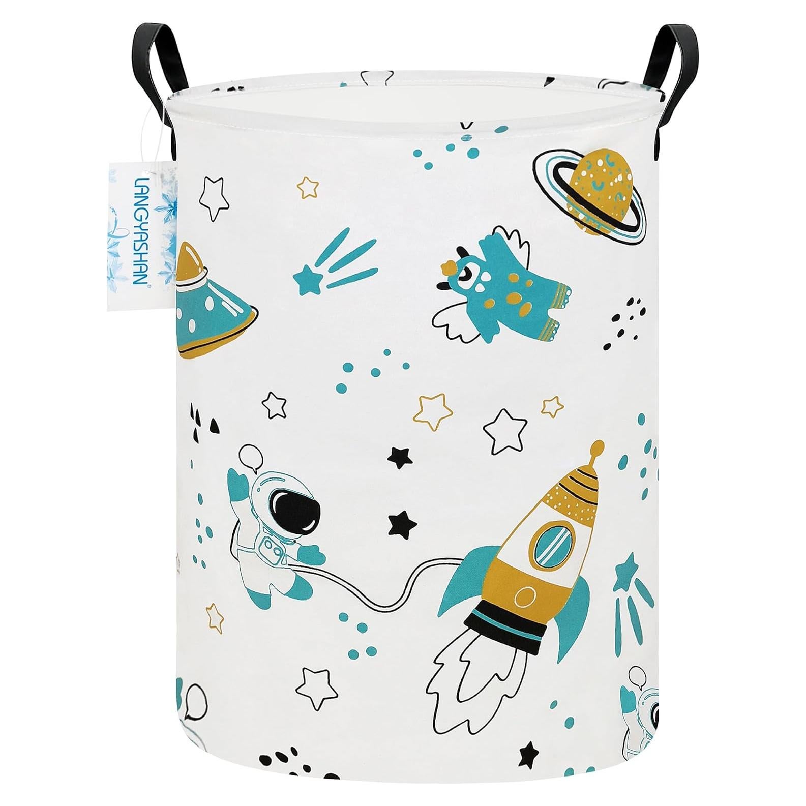 Caja de Almacenamiento LANGYASHAN Redonda 50cm Lienzo Astronauta