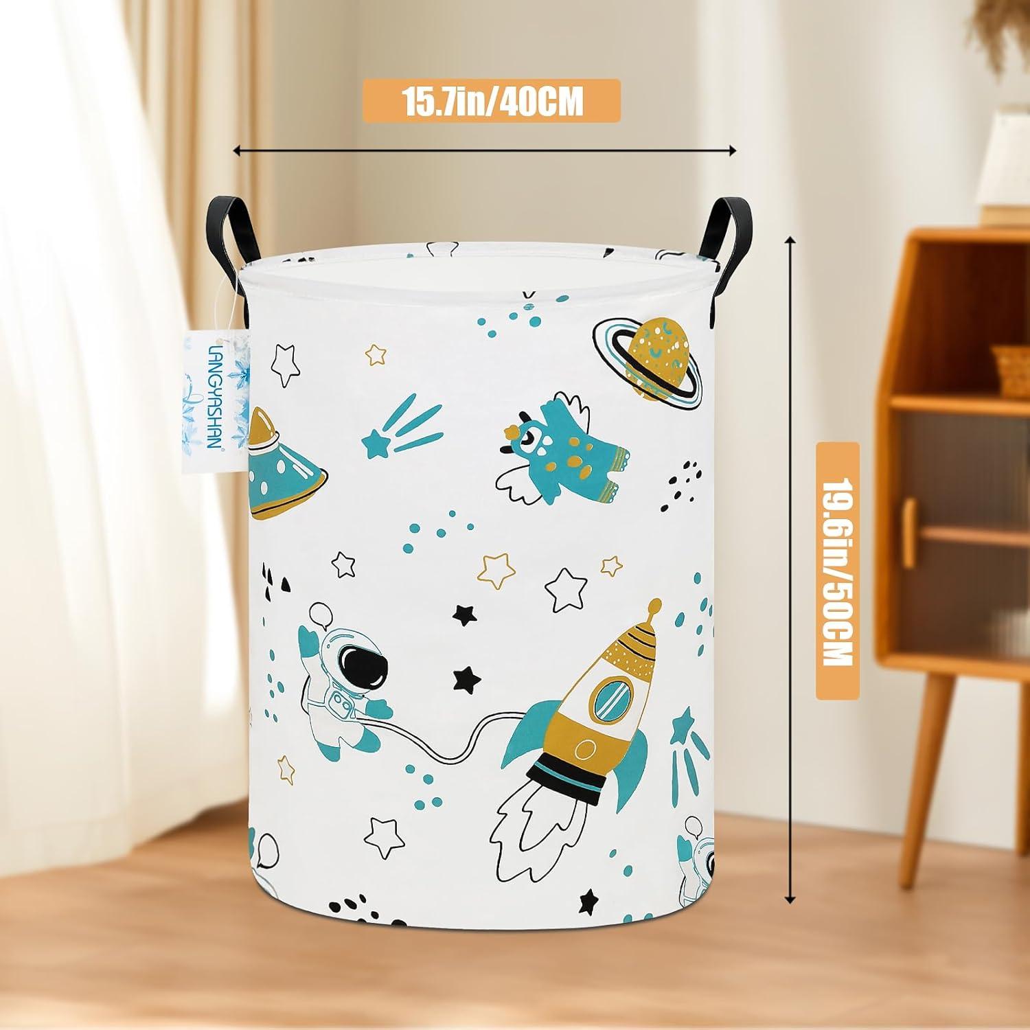 Caja de Almacenamiento LANGYASHAN Redonda 50cm Lienzo Astronauta
