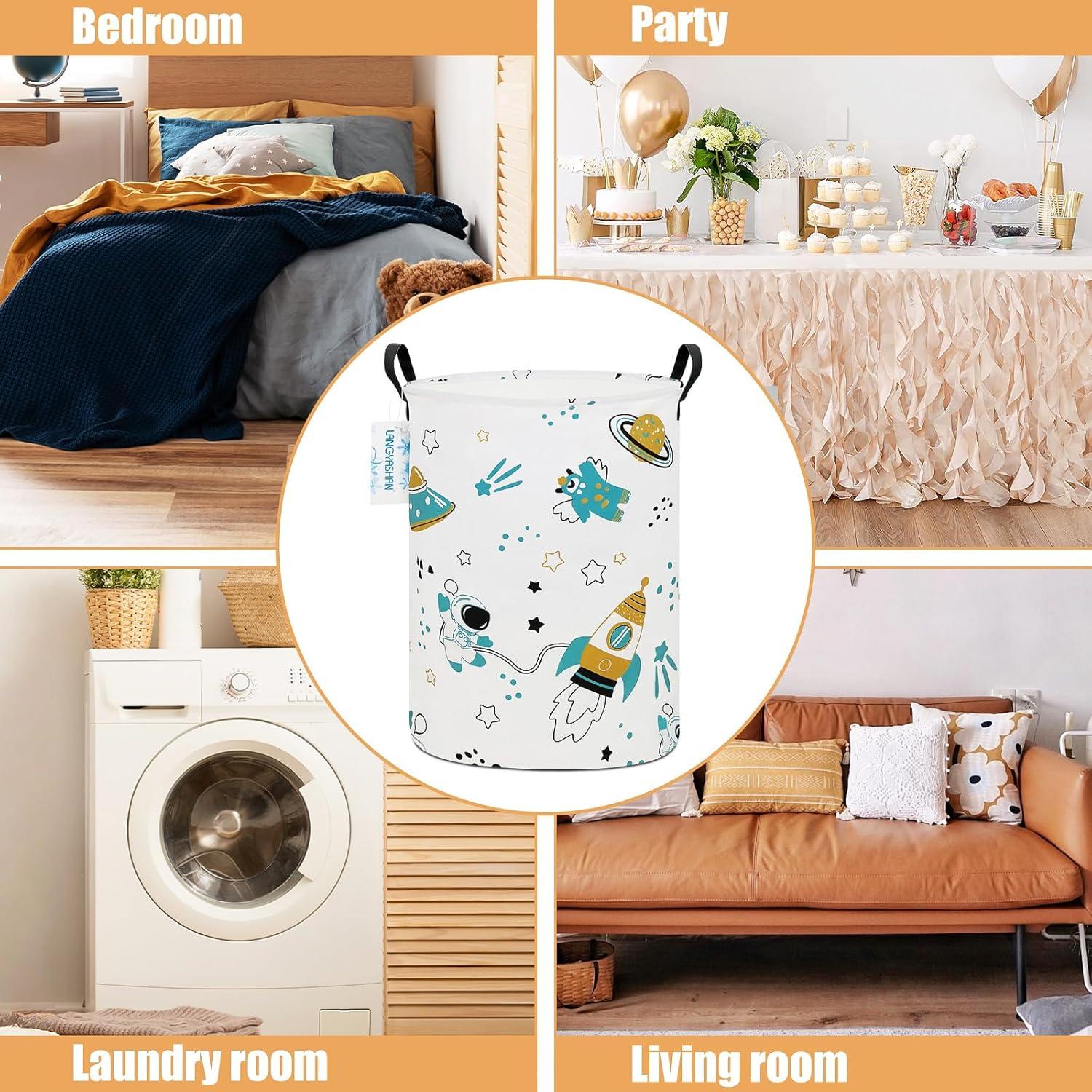 Caja de Almacenamiento LANGYASHAN Redonda 50cm Lienzo Astronauta