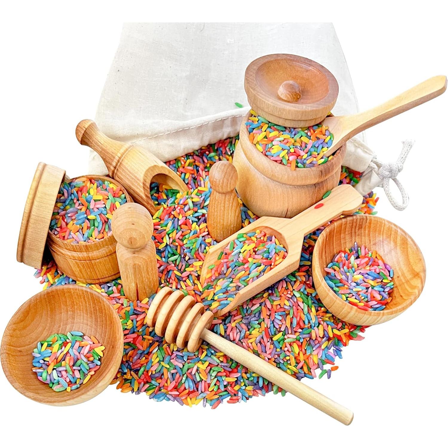 Set de Juego Sensorial 10 Piezas Arroz Arcoíris Sensory-N-Stuff