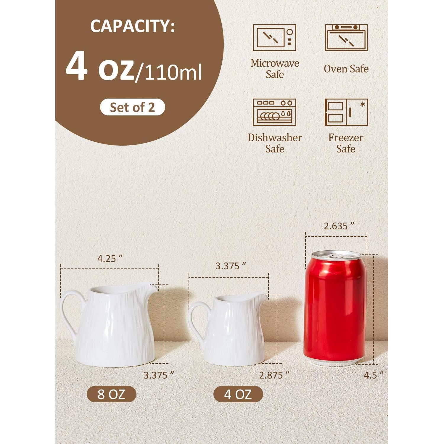 Juego de 2 Jarras de Crema Yedio 110 ml Porcelana Blanca