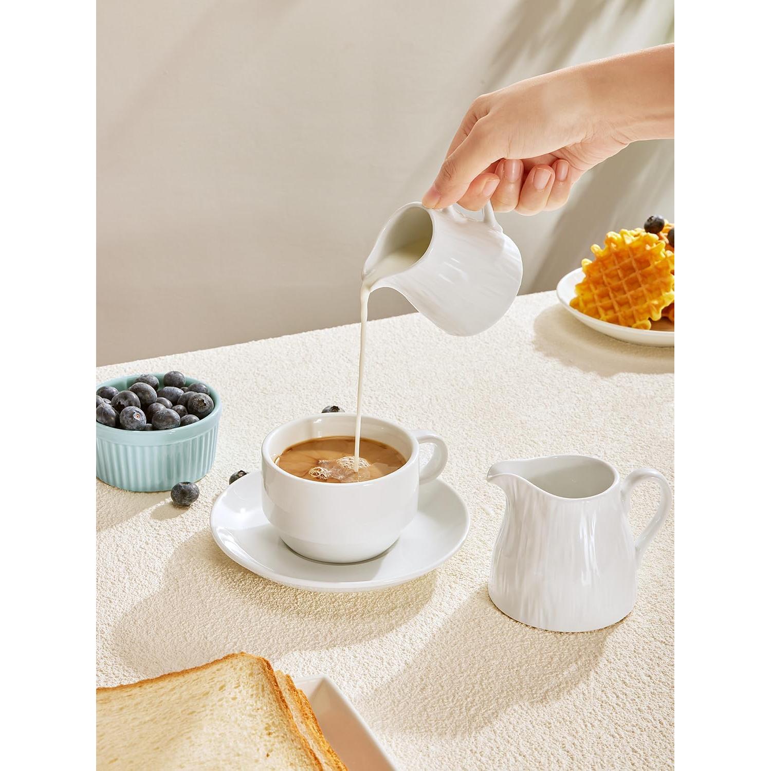 Juego de 2 Jarras de Crema Yedio 110 ml Porcelana Blanca