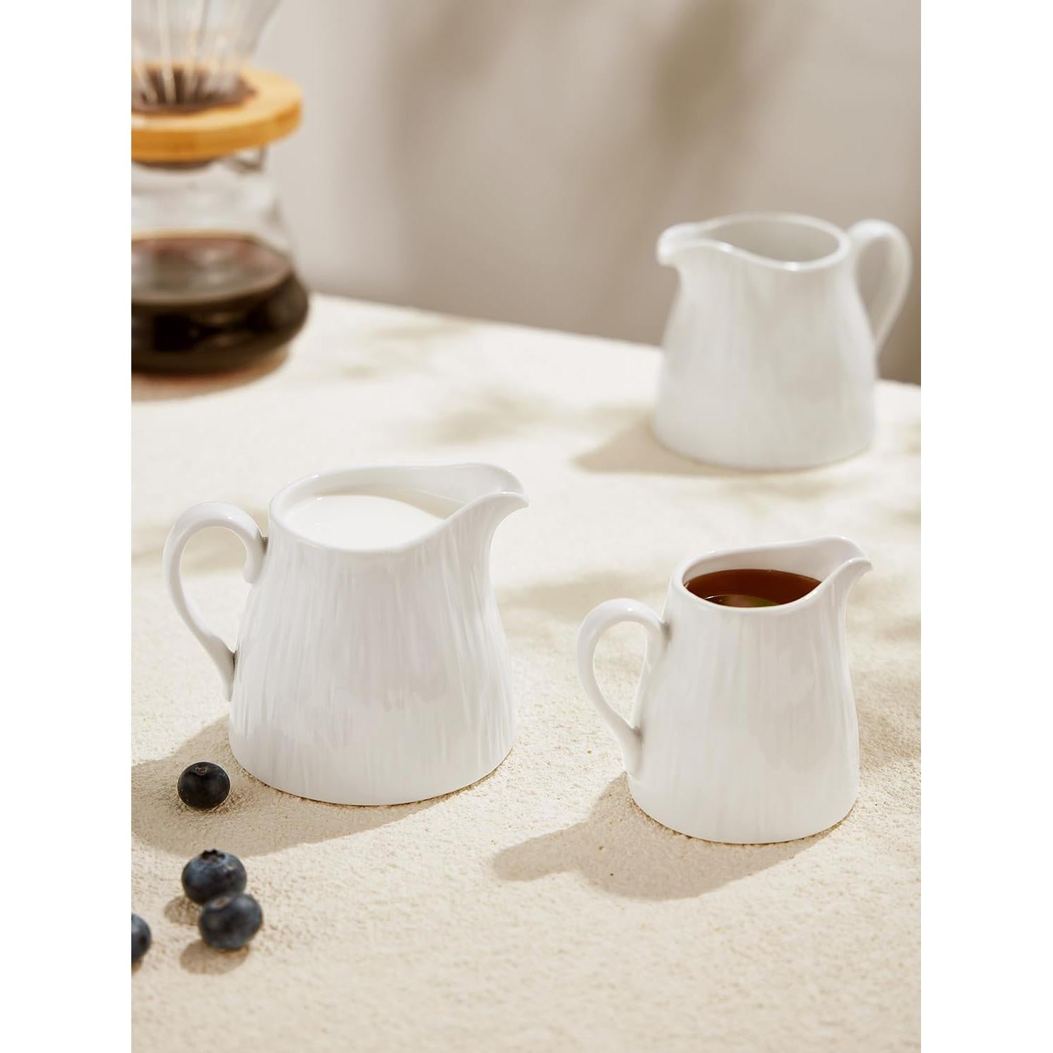 Juego de 2 Jarras de Crema Yedio 110 ml Porcelana Blanca