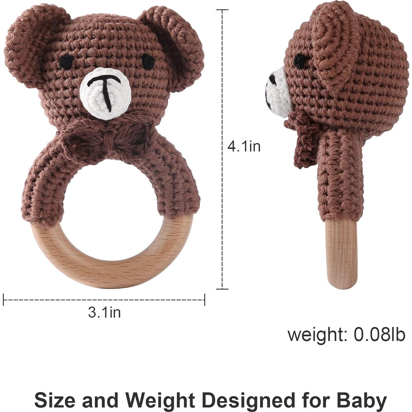 Sonajero de Madera Oso Bopoobo Hecho a Mano para Bebés