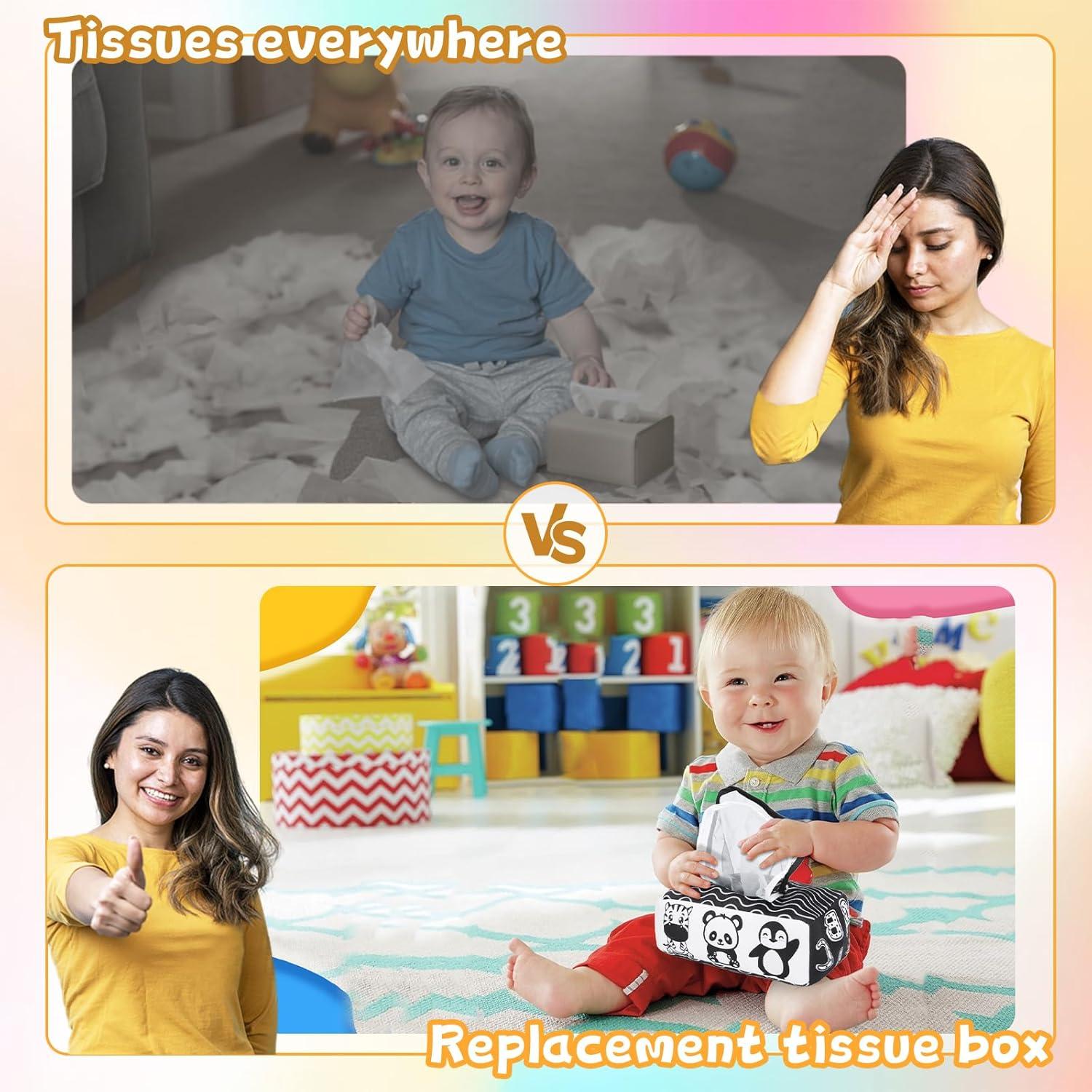 Juguete Sensorial Montessori Yeeeasy Caja de Tejido Blanco y Negro