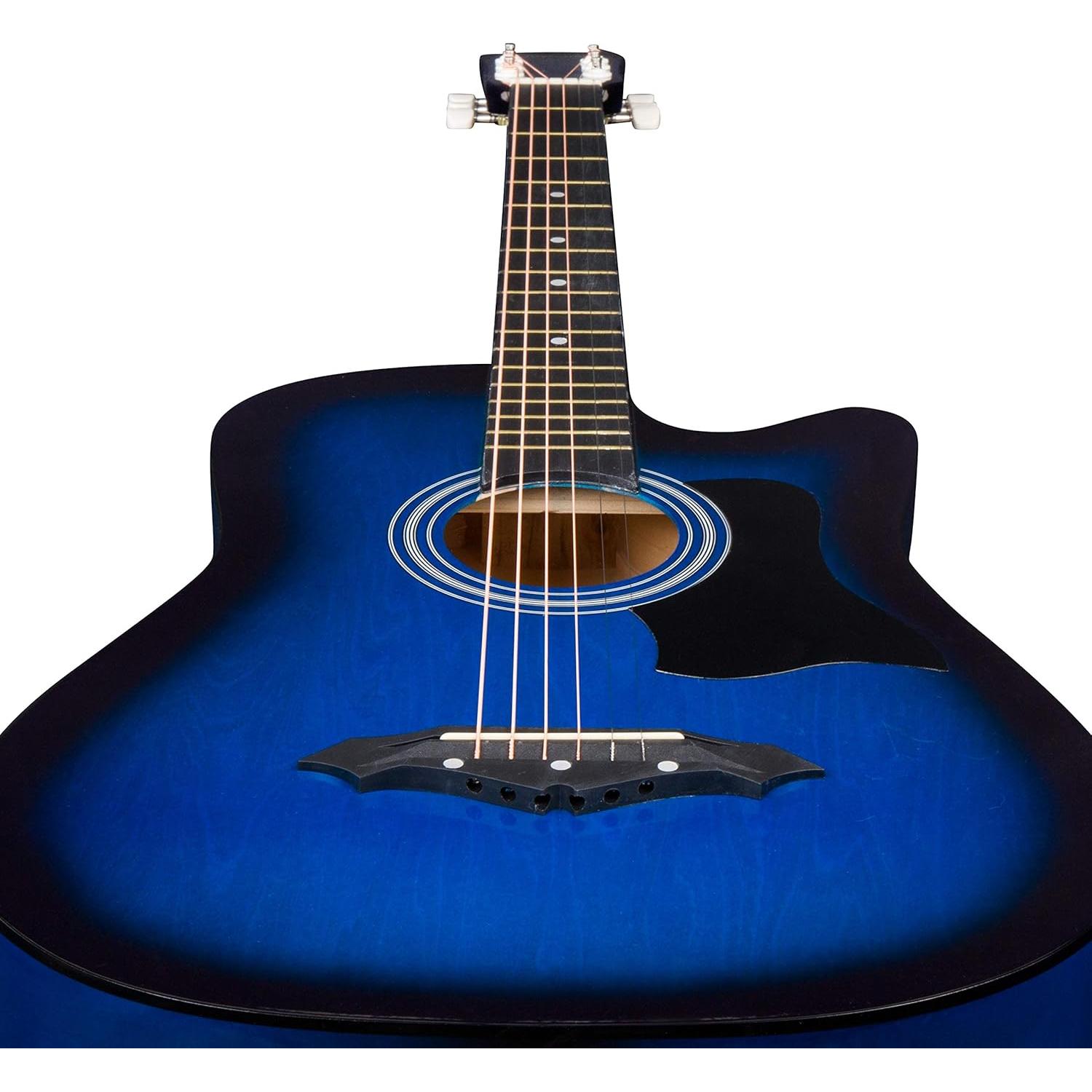 Kit de guitarra acústica Joymusic JG-38C azul para principiantes