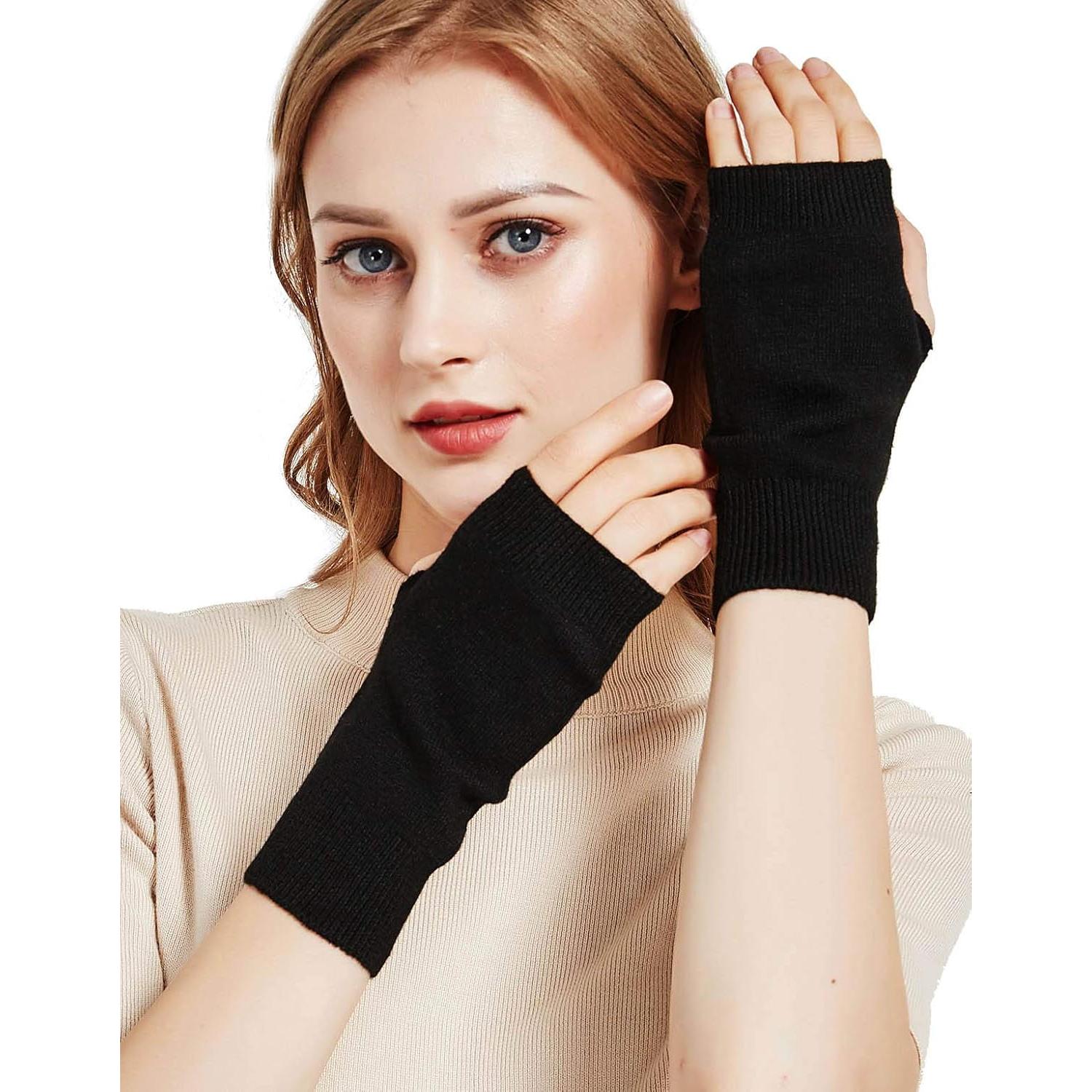 Guantes sin Dedos Novawo para Mujeres - Calentadores de Brazos Negros