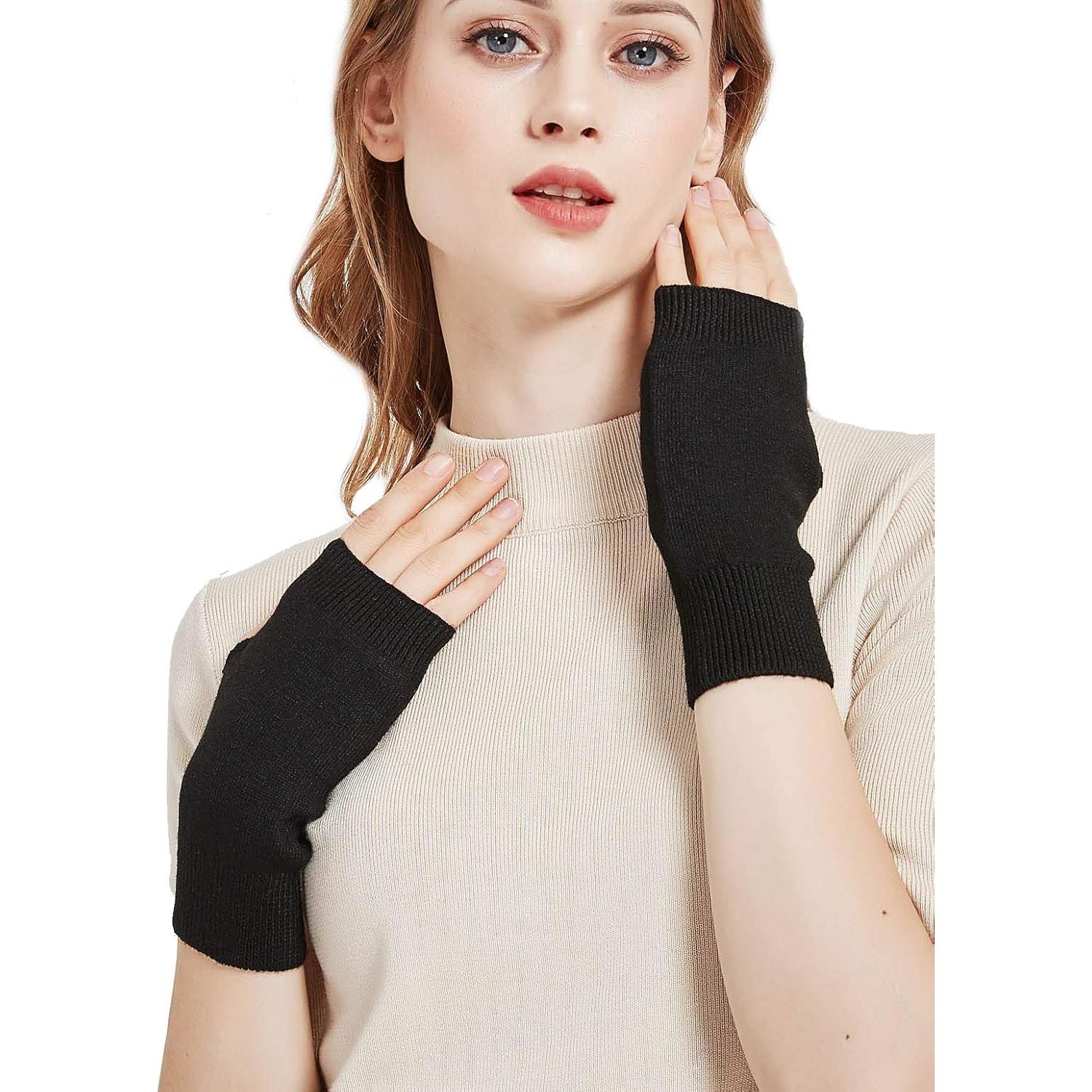 Guantes sin Dedos Novawo para Mujeres - Calentadores de Brazos Negros