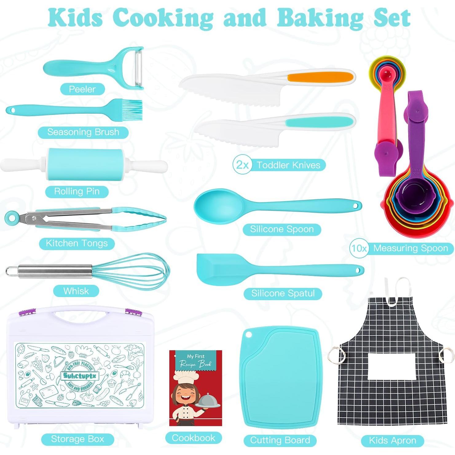 Set de Cocina para Niños Suhctuptx - Cuchillos Seguros y Utensilios
