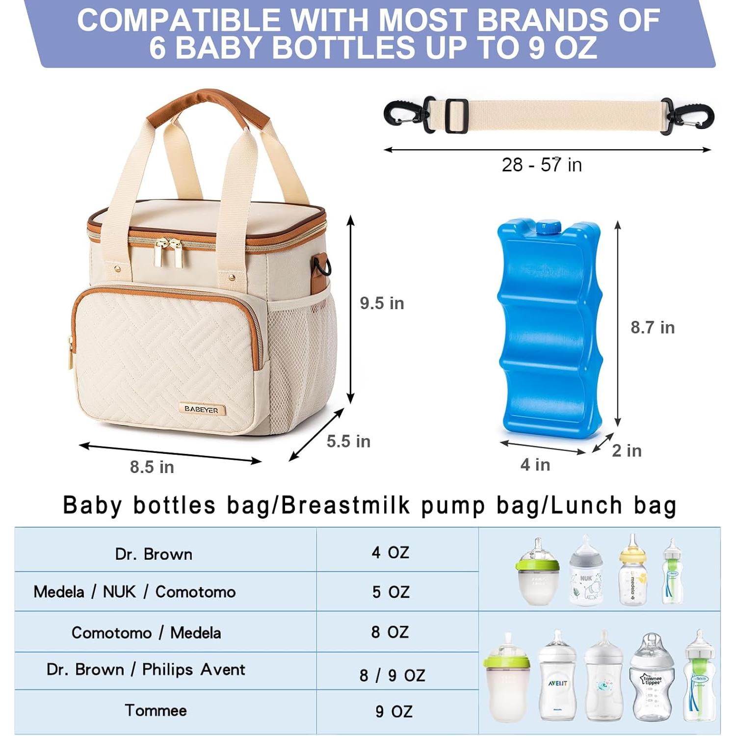 Bolsa de Enfriamiento de Leche Materna BABEYER Crema 6 Biberones