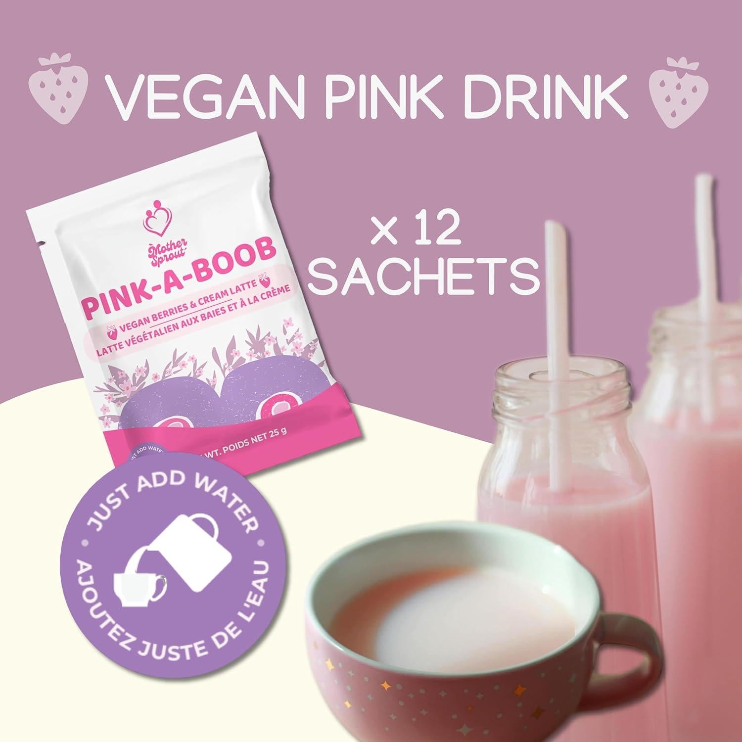 Mezcla Vegana para Lactancia Mother Sprout 12 Sobres Sabor Berries & Cream Latte