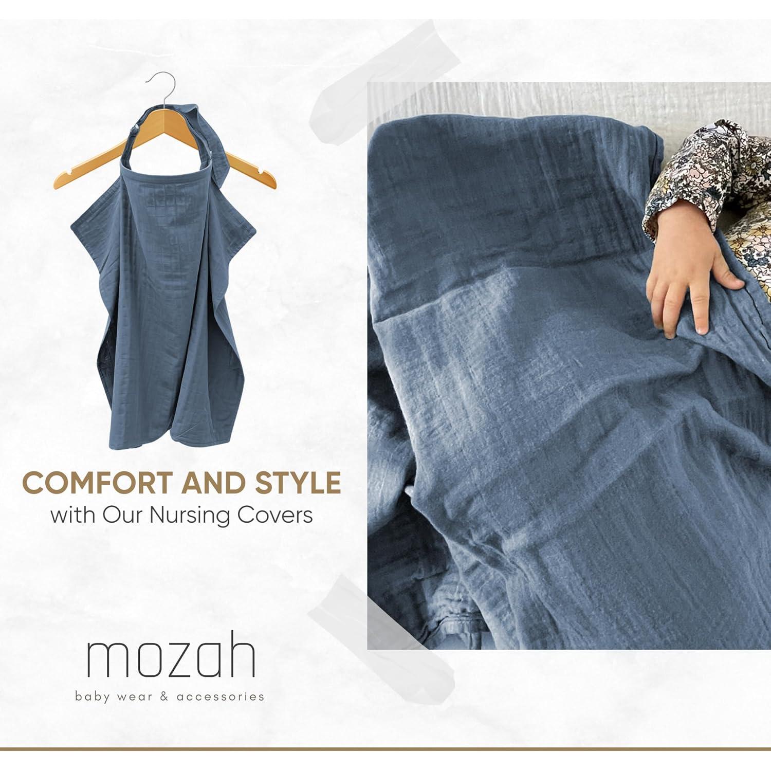 Cubierta de Lactancia MOZAH 100% Algodón Orgánico Azul