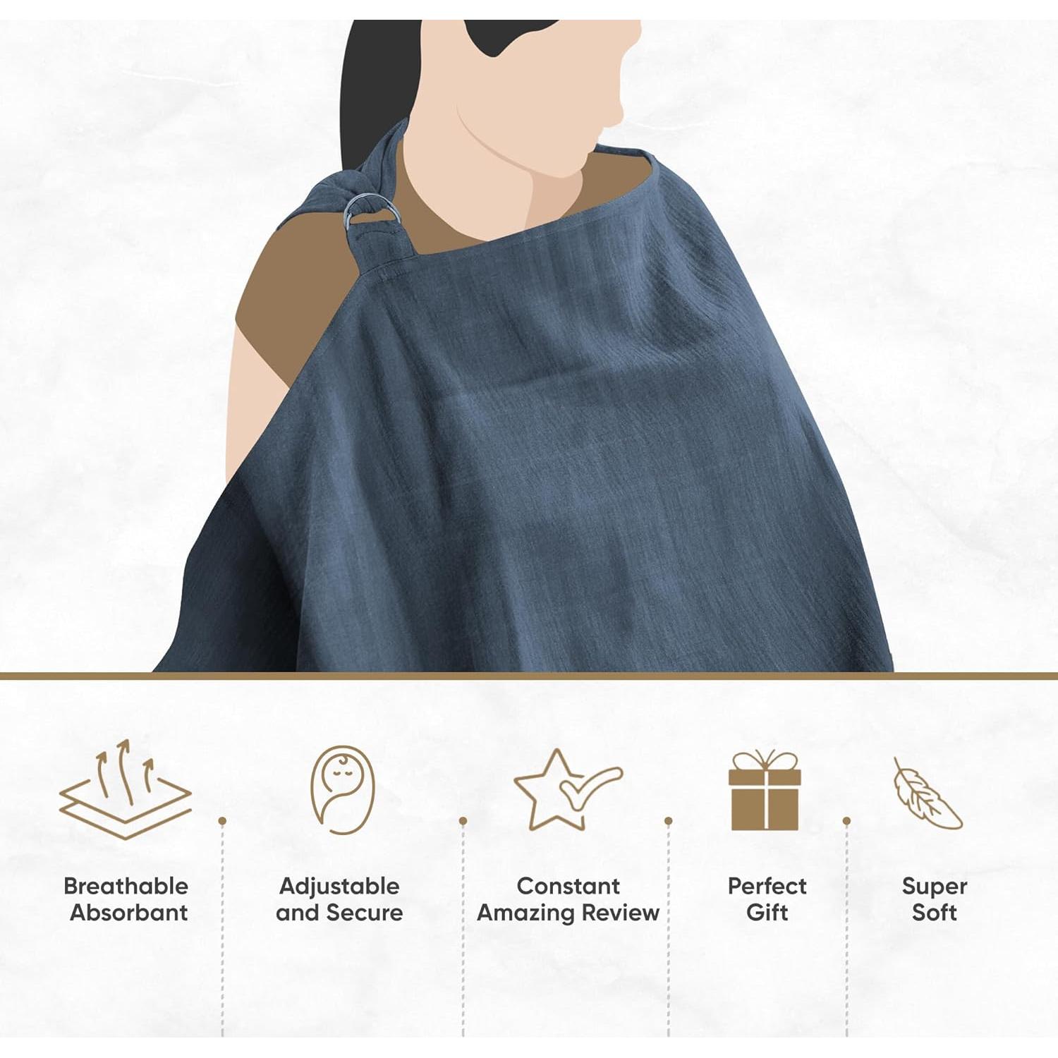 Cubierta de Lactancia MOZAH 100% Algodón Orgánico Azul