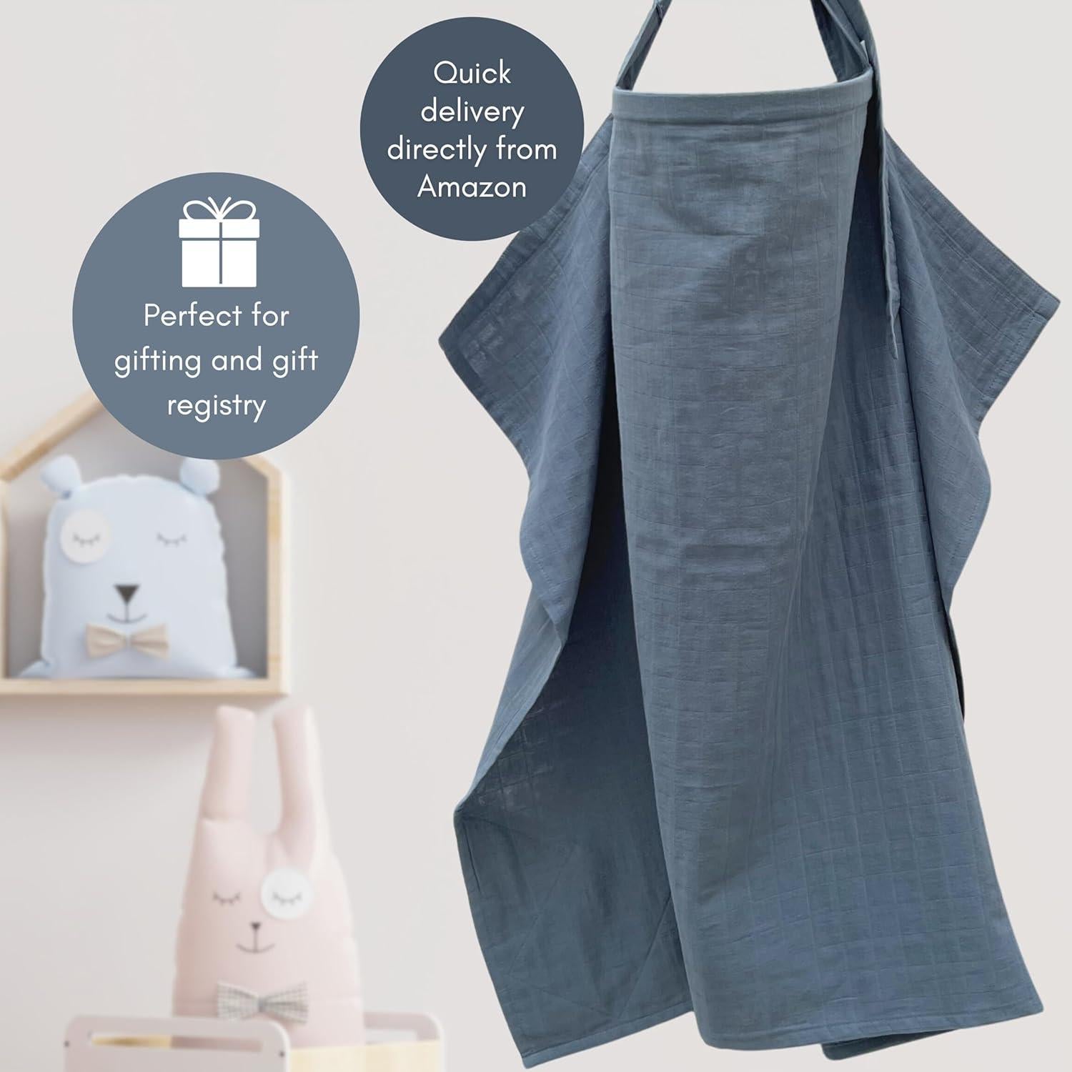 Cubierta de Lactancia MOZAH 100% Algodón Orgánico Azul