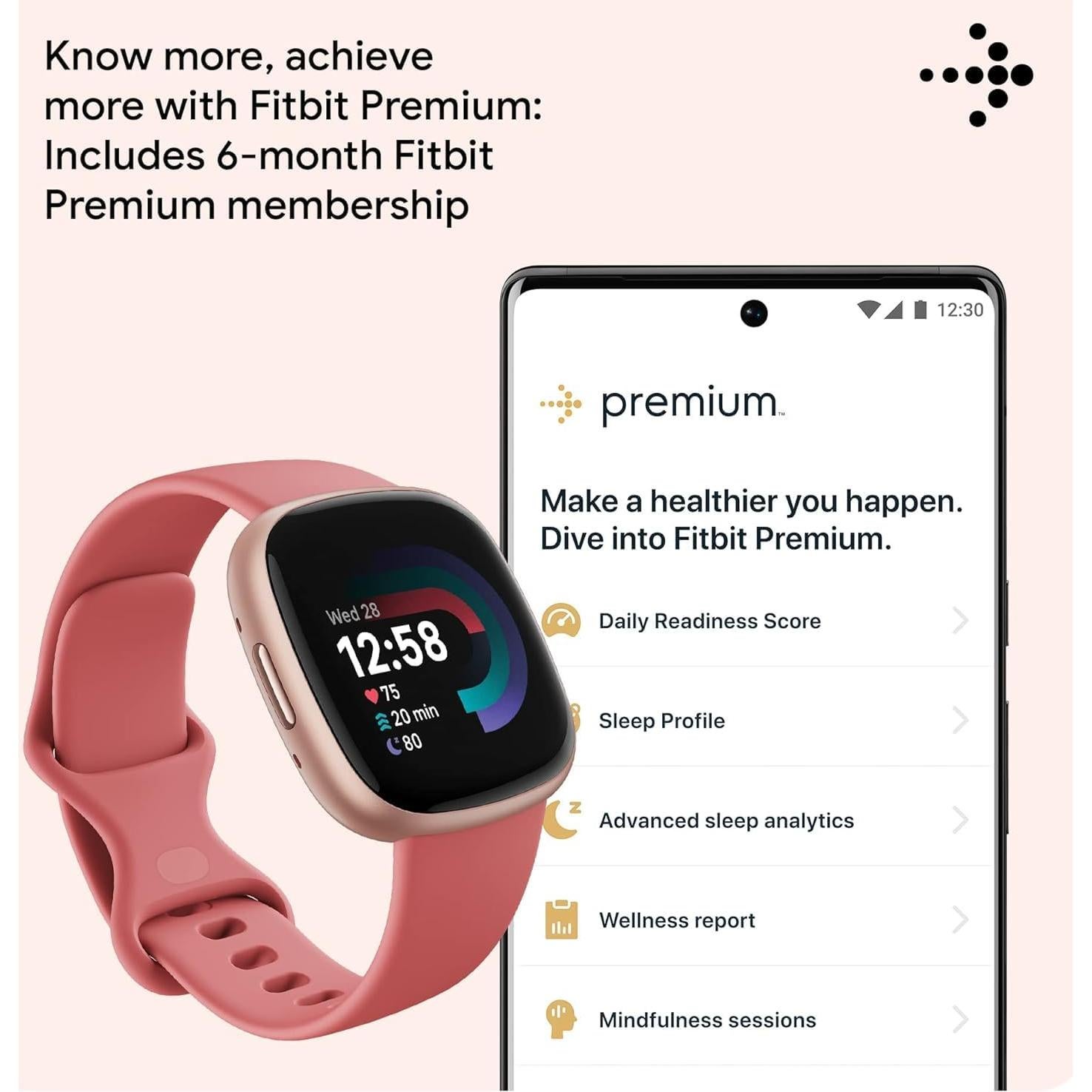 Fitbit Versa 4 Reloj Inteligente Fitness Rosa Cobre GPS 40+ Modos