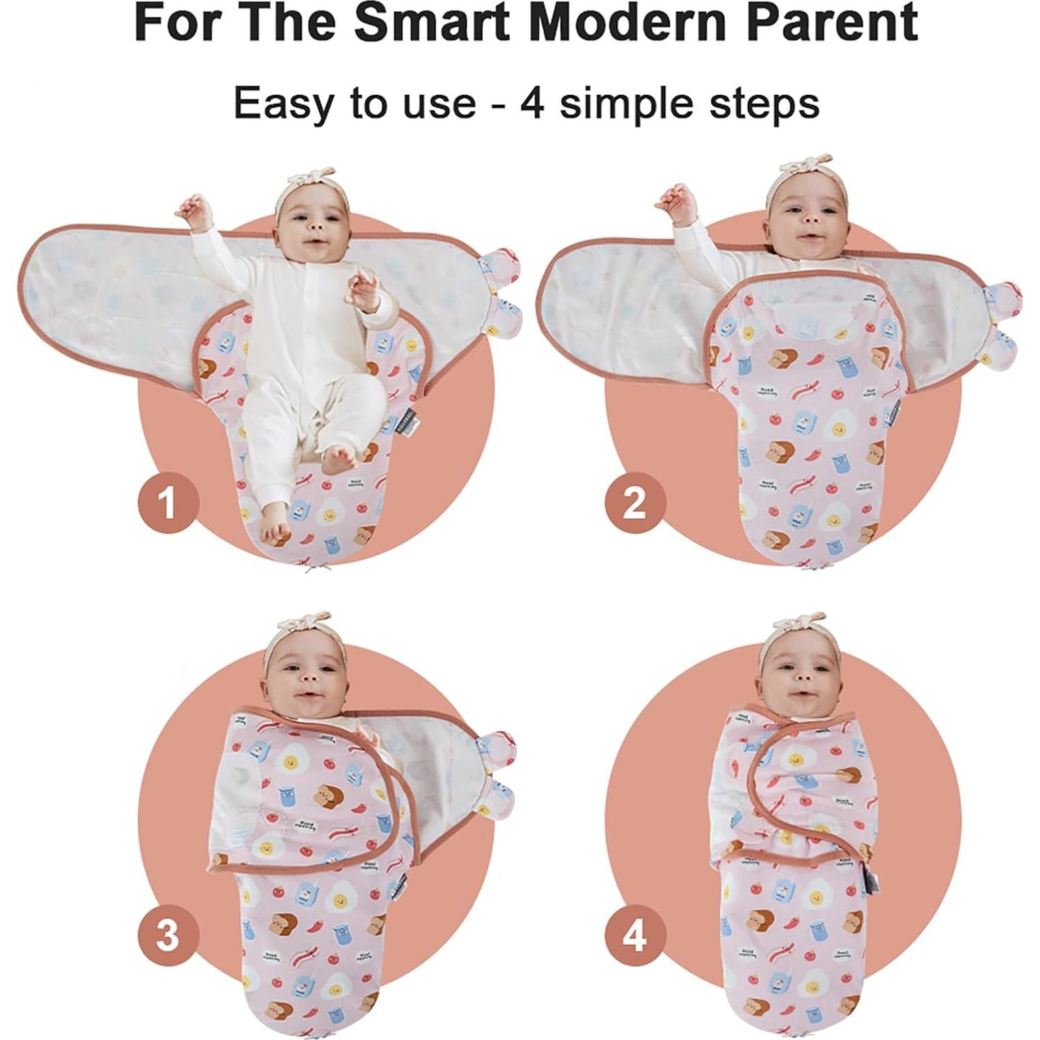 Manta Envolvente HOUSBAY 100% Algodón para Bebé 3-6 Meses