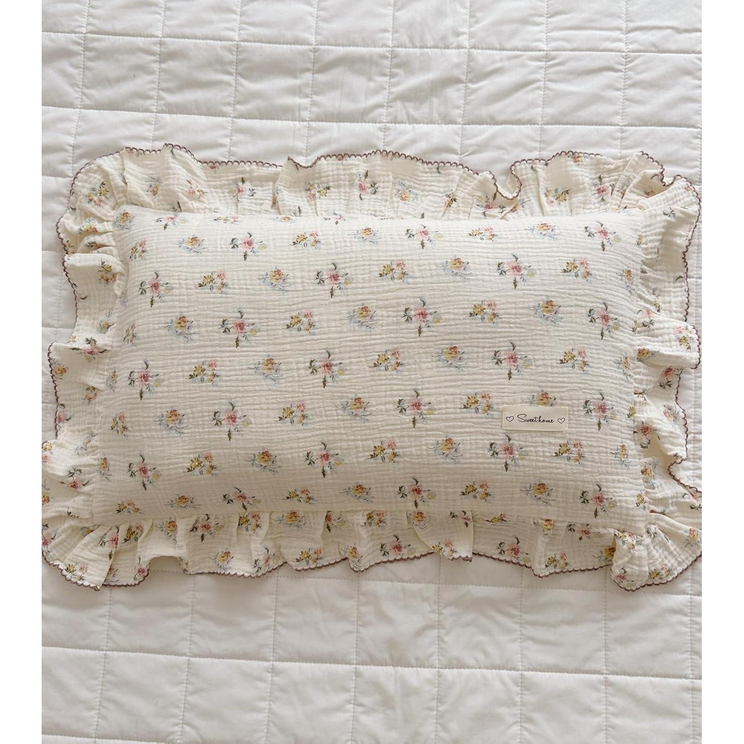 Funda de Almohada Muselina Algodón BuLuTu Estándar Floral