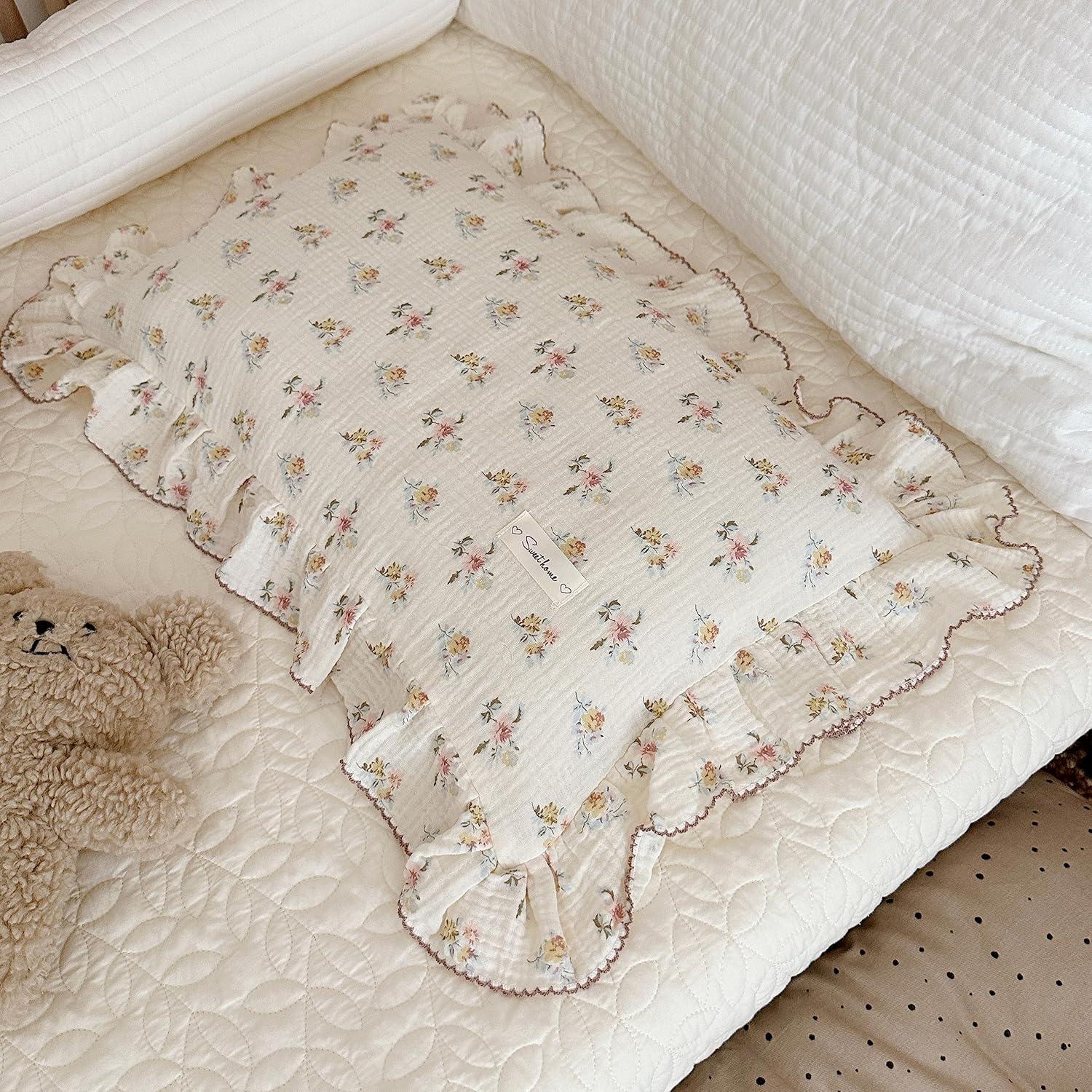 Funda de Almohada Muselina Algodón BuLuTu Estándar Floral