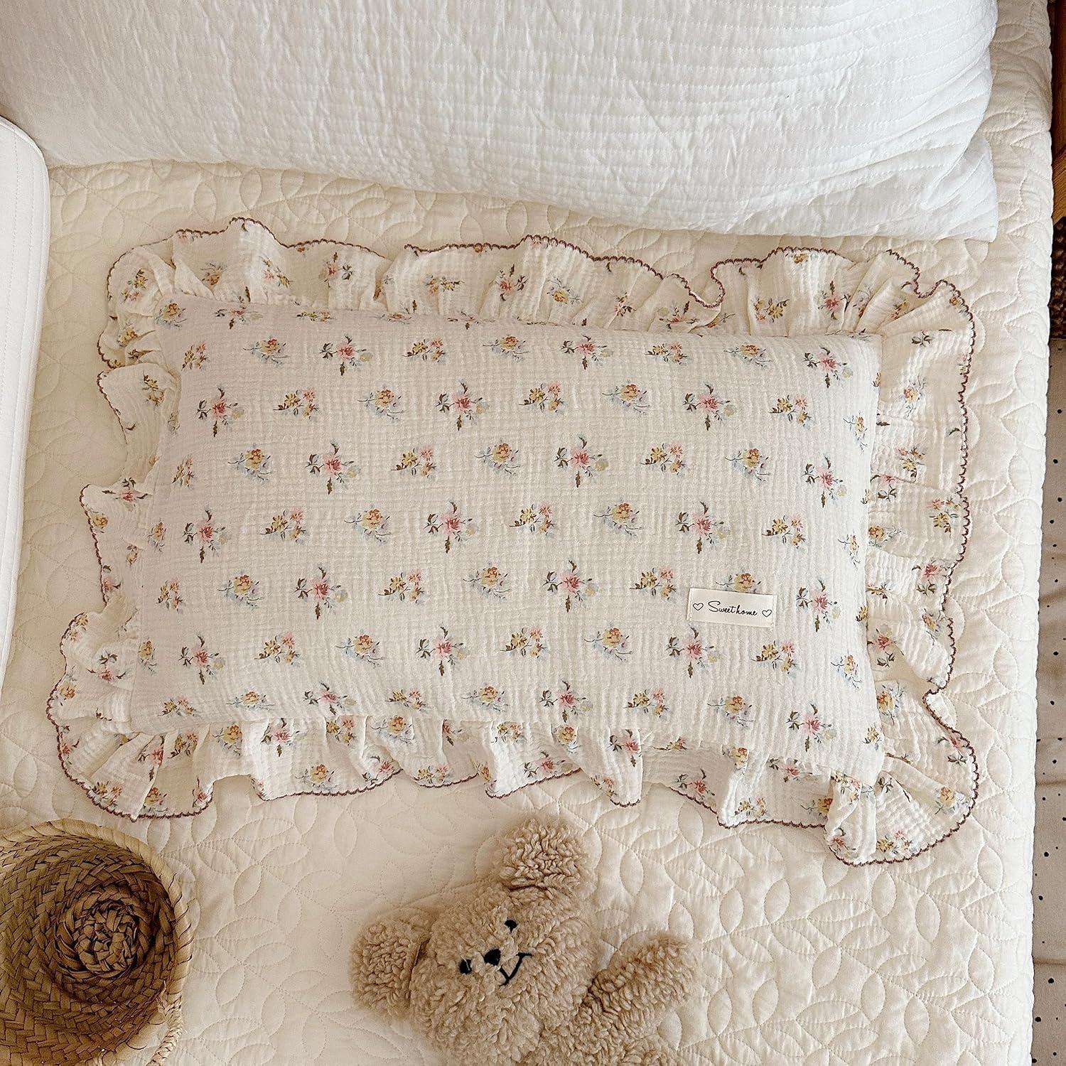 Funda de Almohada Muselina Algodón BuLuTu Estándar Floral