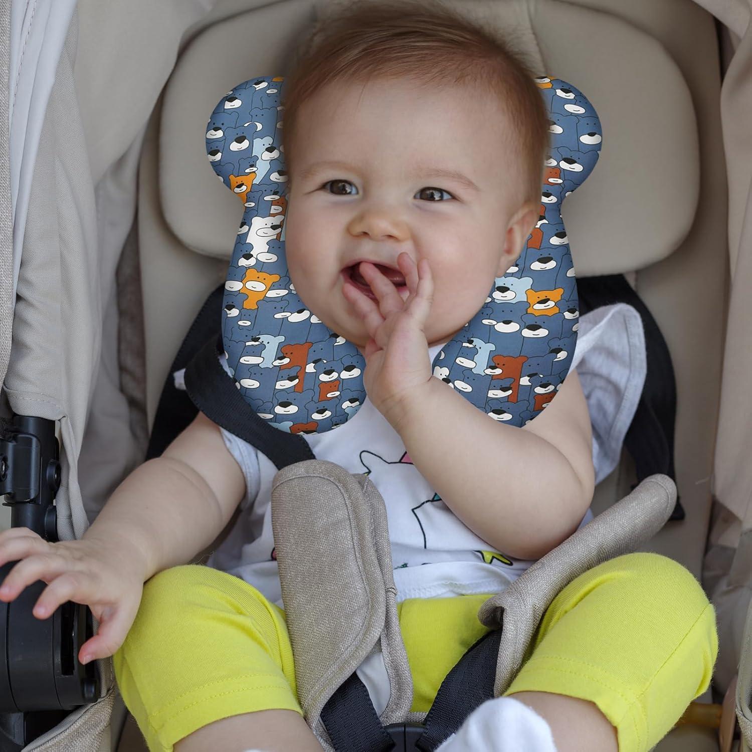 Almohada de Viaje para Bebés Reflyaway Oso Azul 28x26cm