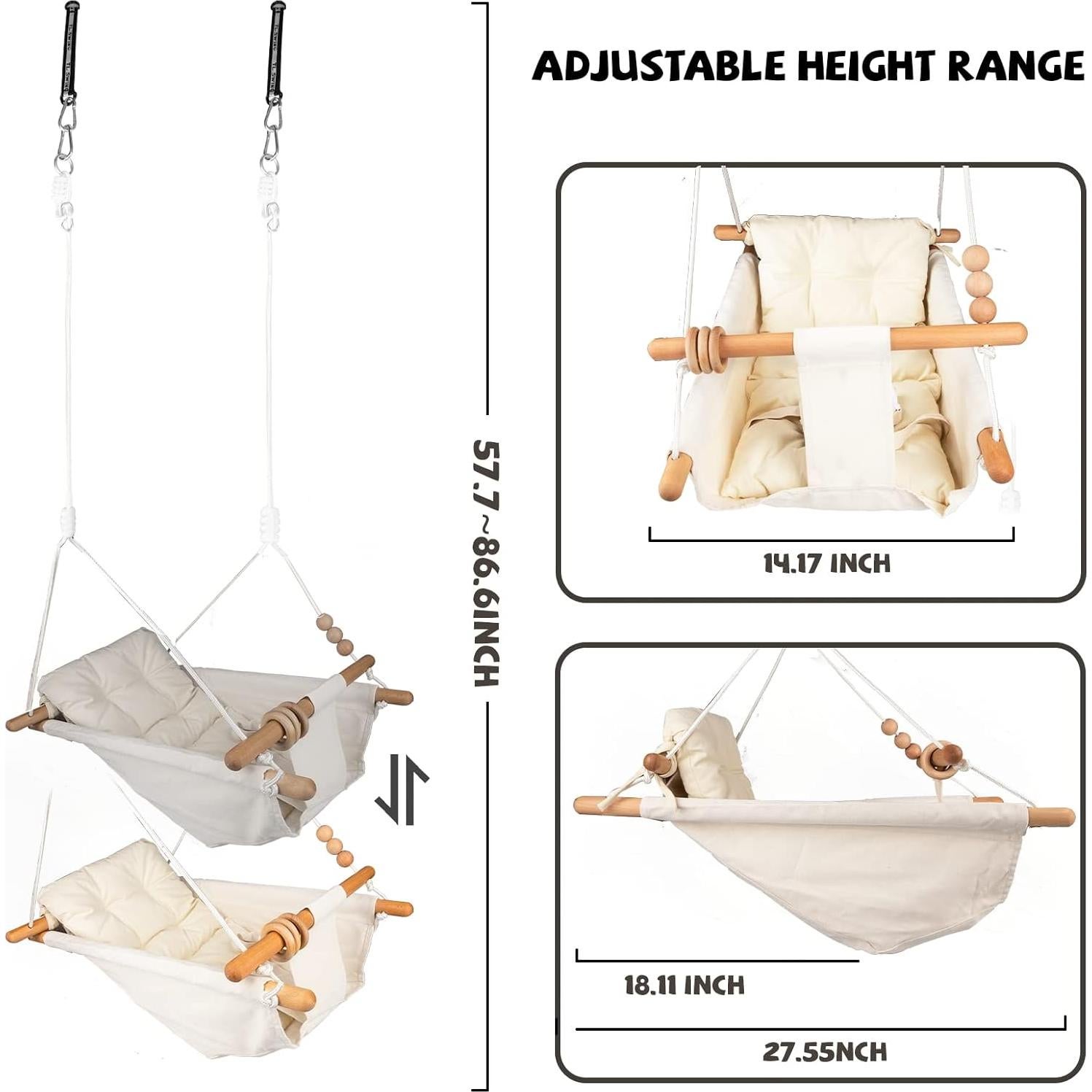 Columpio para Bebés Tislly Crema Ajustable Interior Exterior