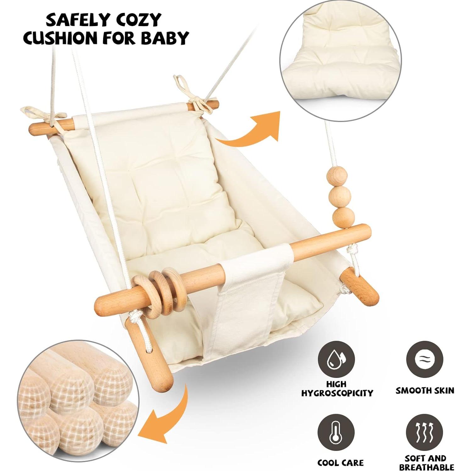 Columpio para Bebés Tislly Crema Ajustable Interior Exterior