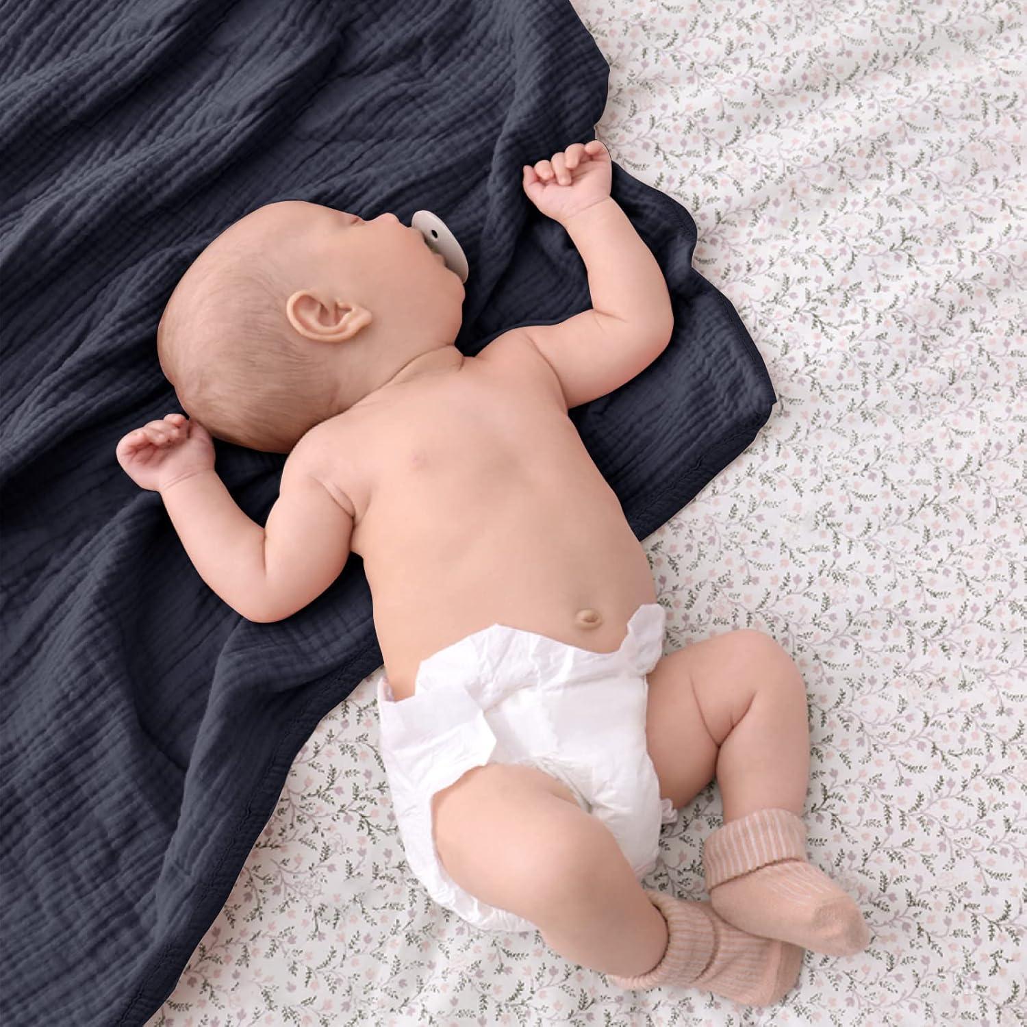 Manta de Muselina Lulumoon 119x119 cm Algodón Azul