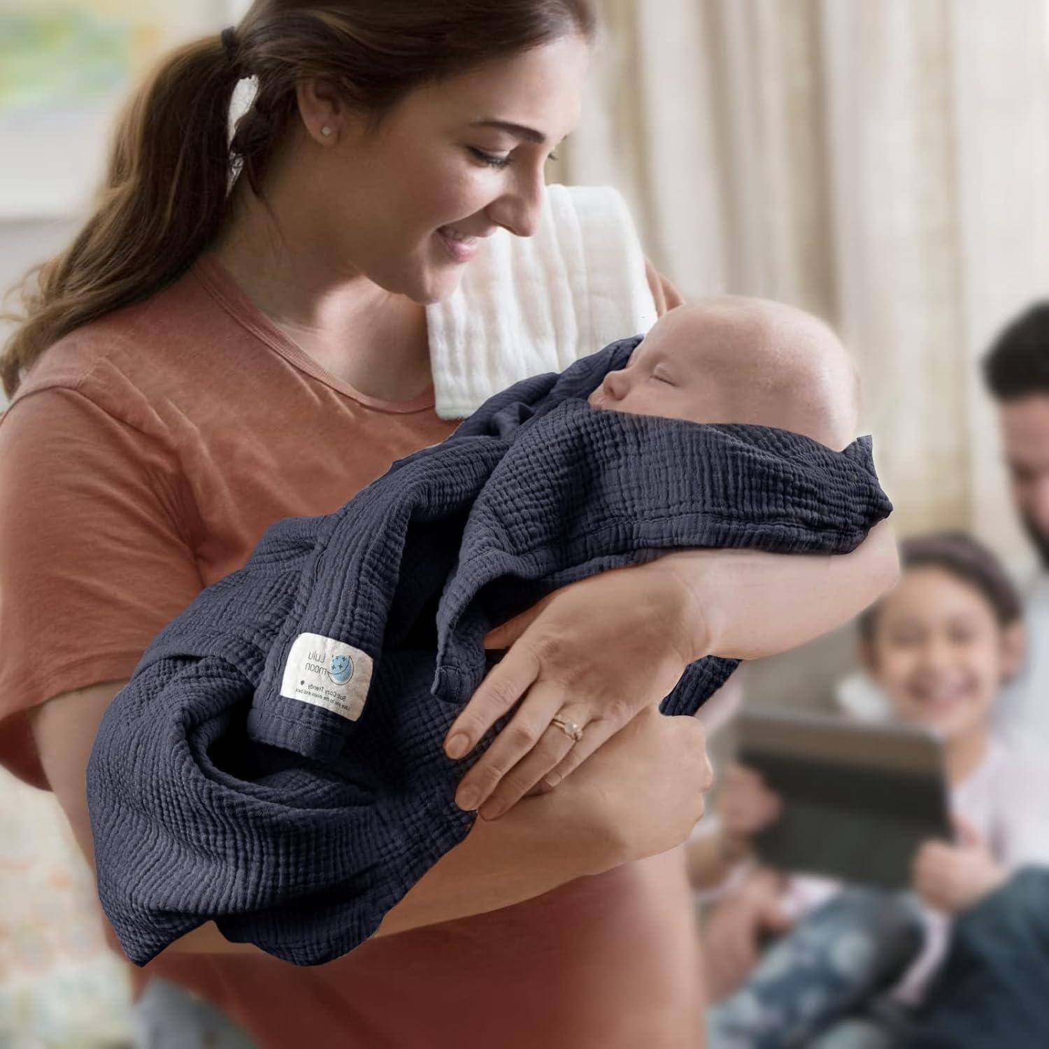 Manta de Muselina Lulumoon 119x119 cm Algodón Azul