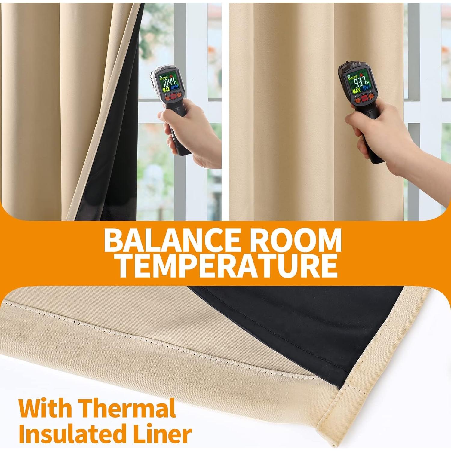 Cortinas Opacas YoungsTex Beige 96.5x160 cm Aislantes Térmicos