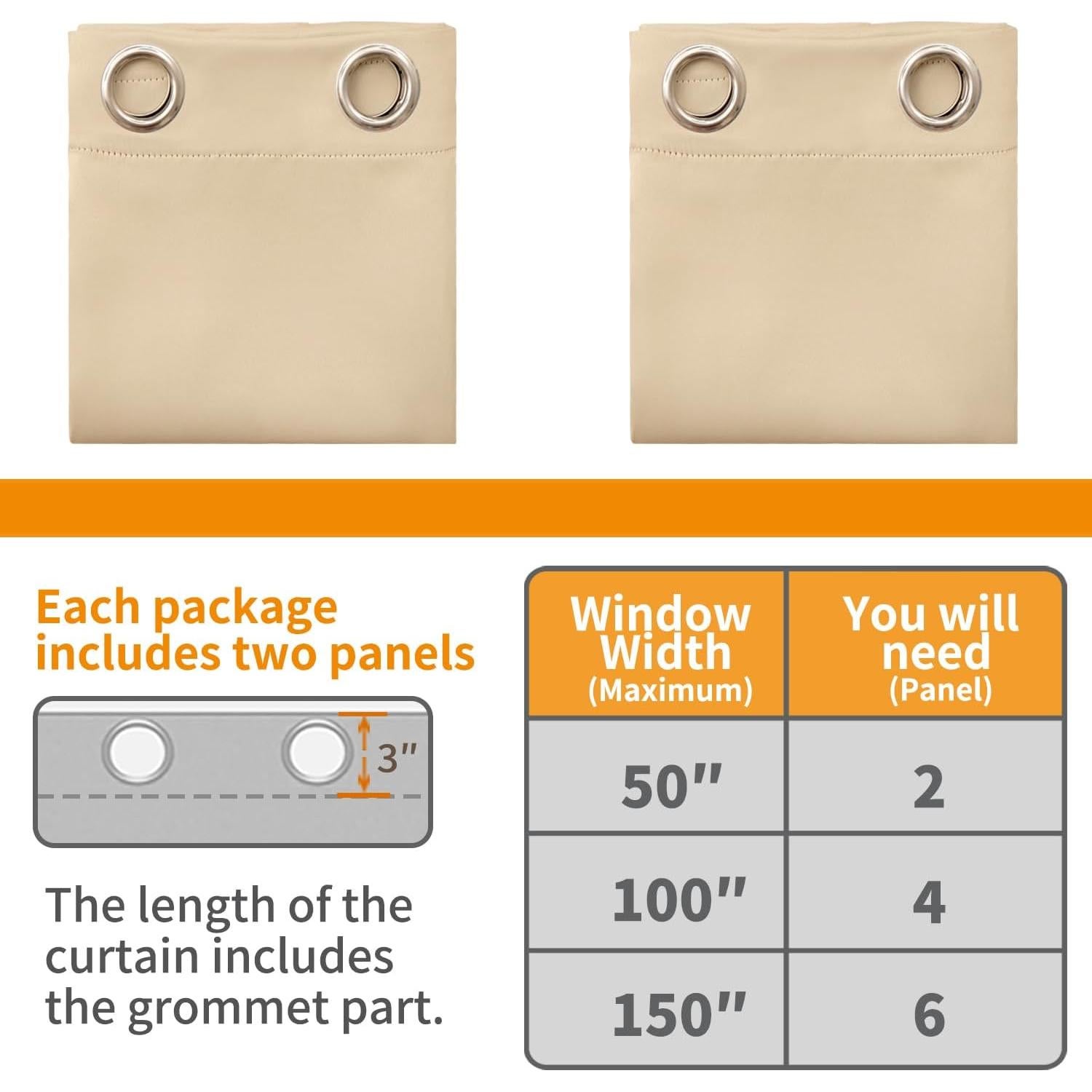 Cortinas Opacas YoungsTex Beige 96.5x160 cm Aislantes Térmicos