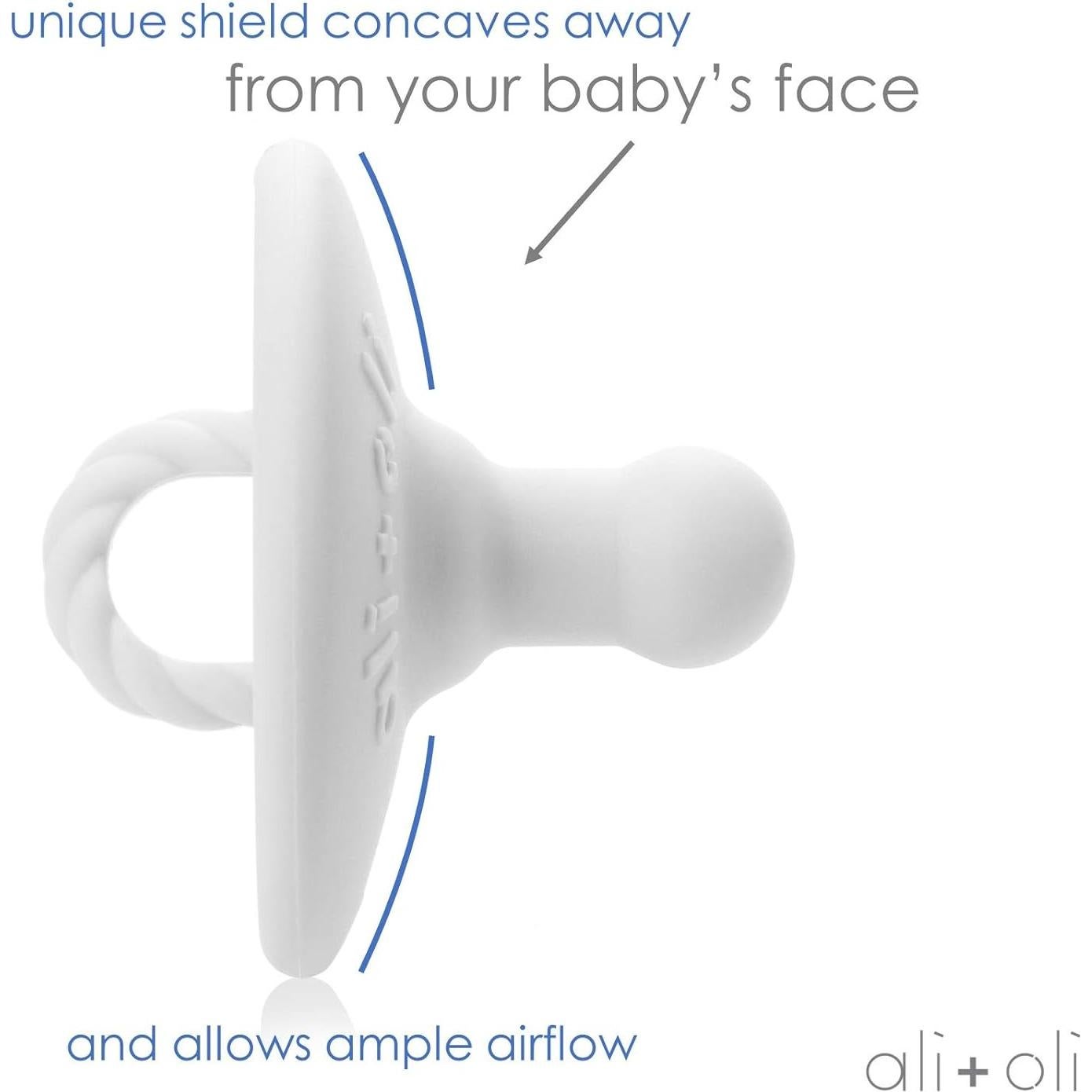 Set de Chupetes Ali+Oli Silicona Rosa-Blanco 2 Piezas