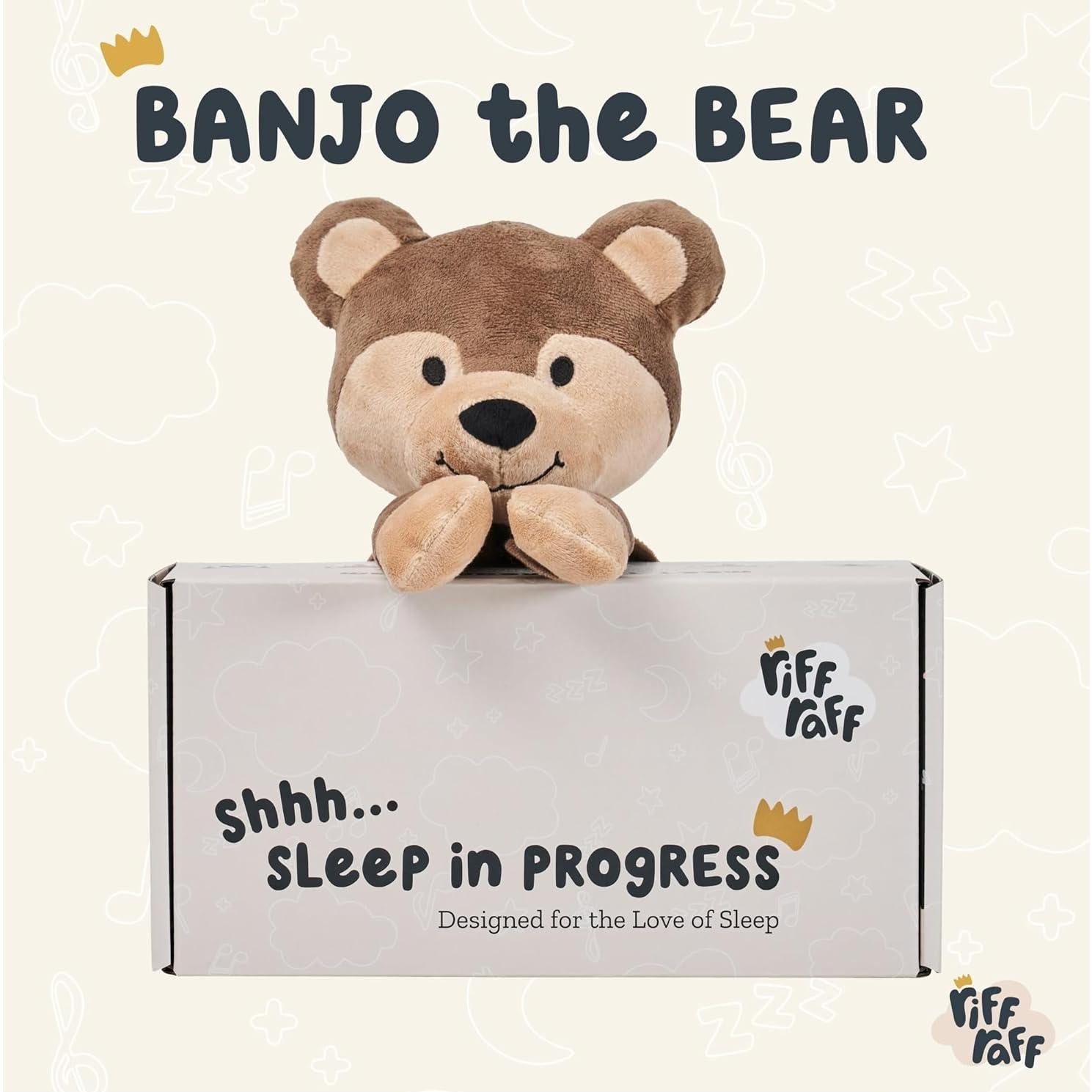 Riff Raff Oso de Peluche Musical con Ruido Blanco 31.75cm