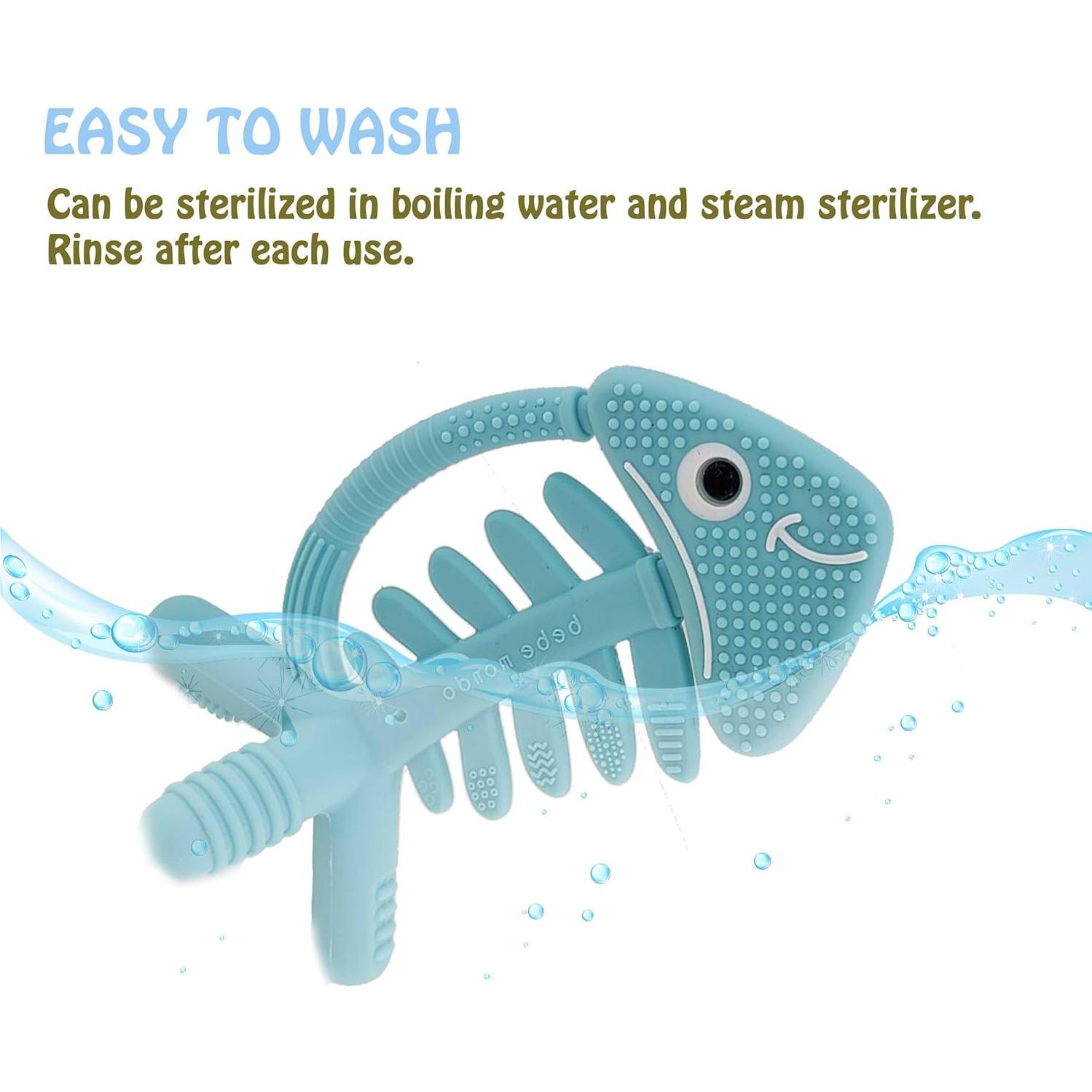 Mordedor 3D Pez Bebe Mondo Silicona Turquesa 0-6 Meses