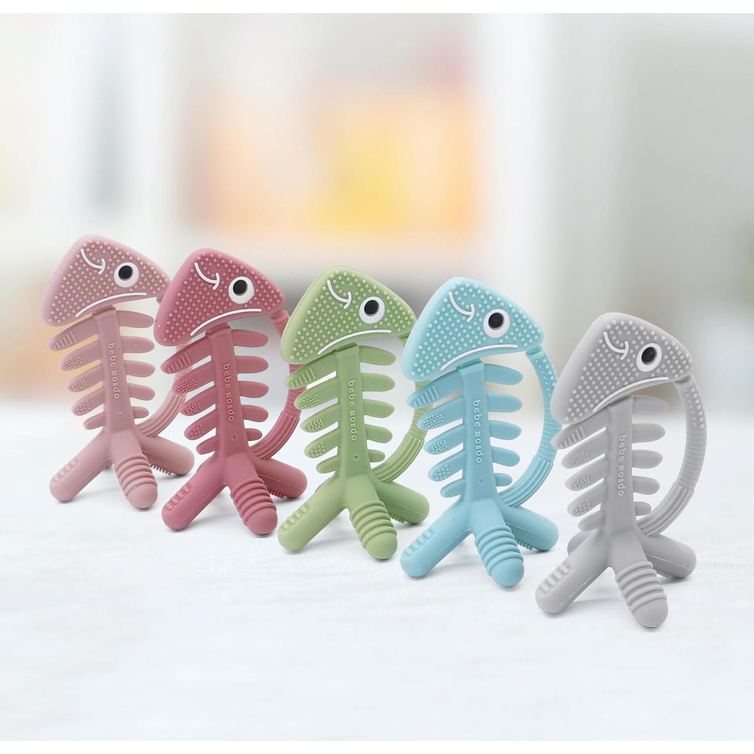 Mordedor 3D Pez Bebe Mondo Silicona Turquesa 0-6 Meses