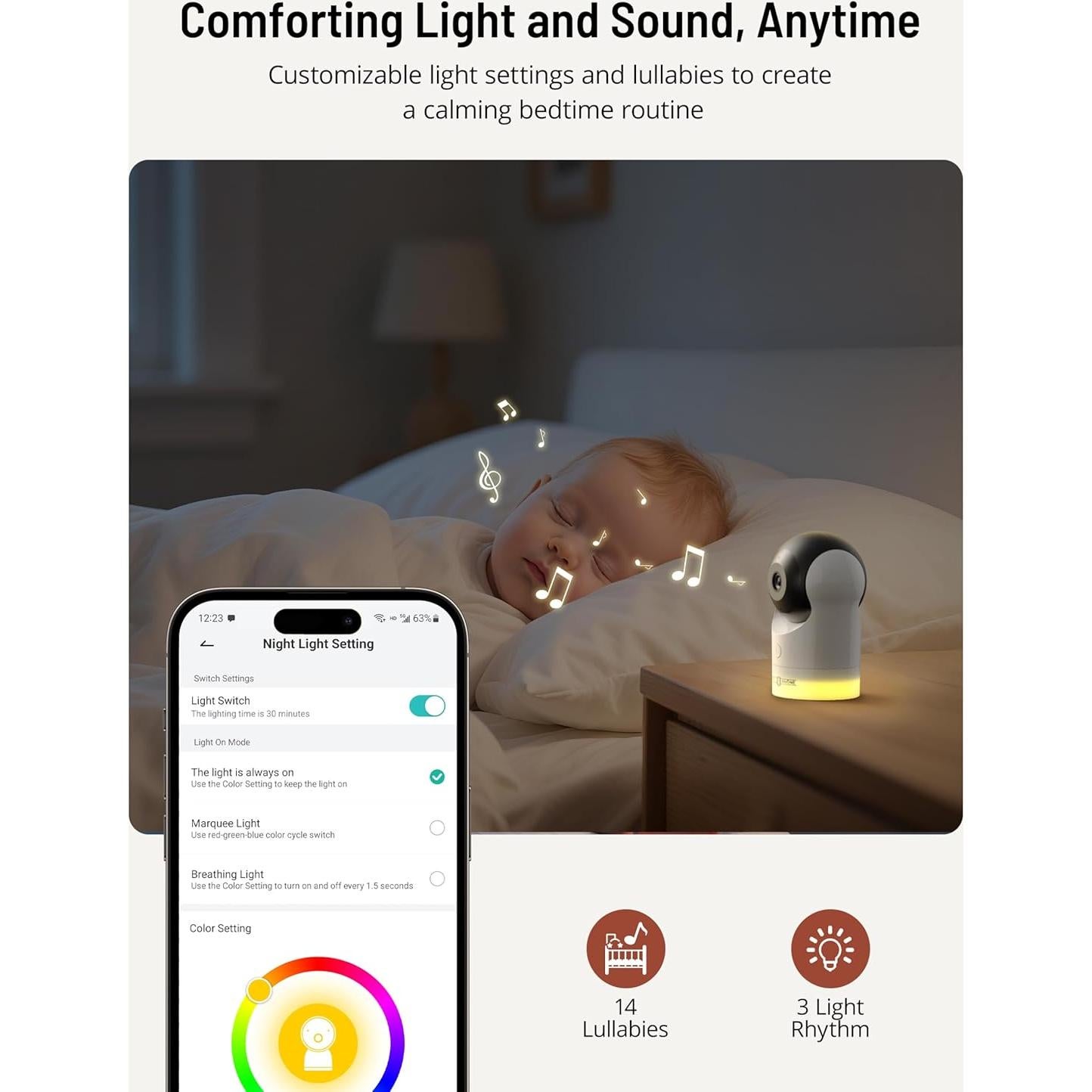 Monitor de Bebé Paris Rhône 2K UHD con Cámara WiFi 5"