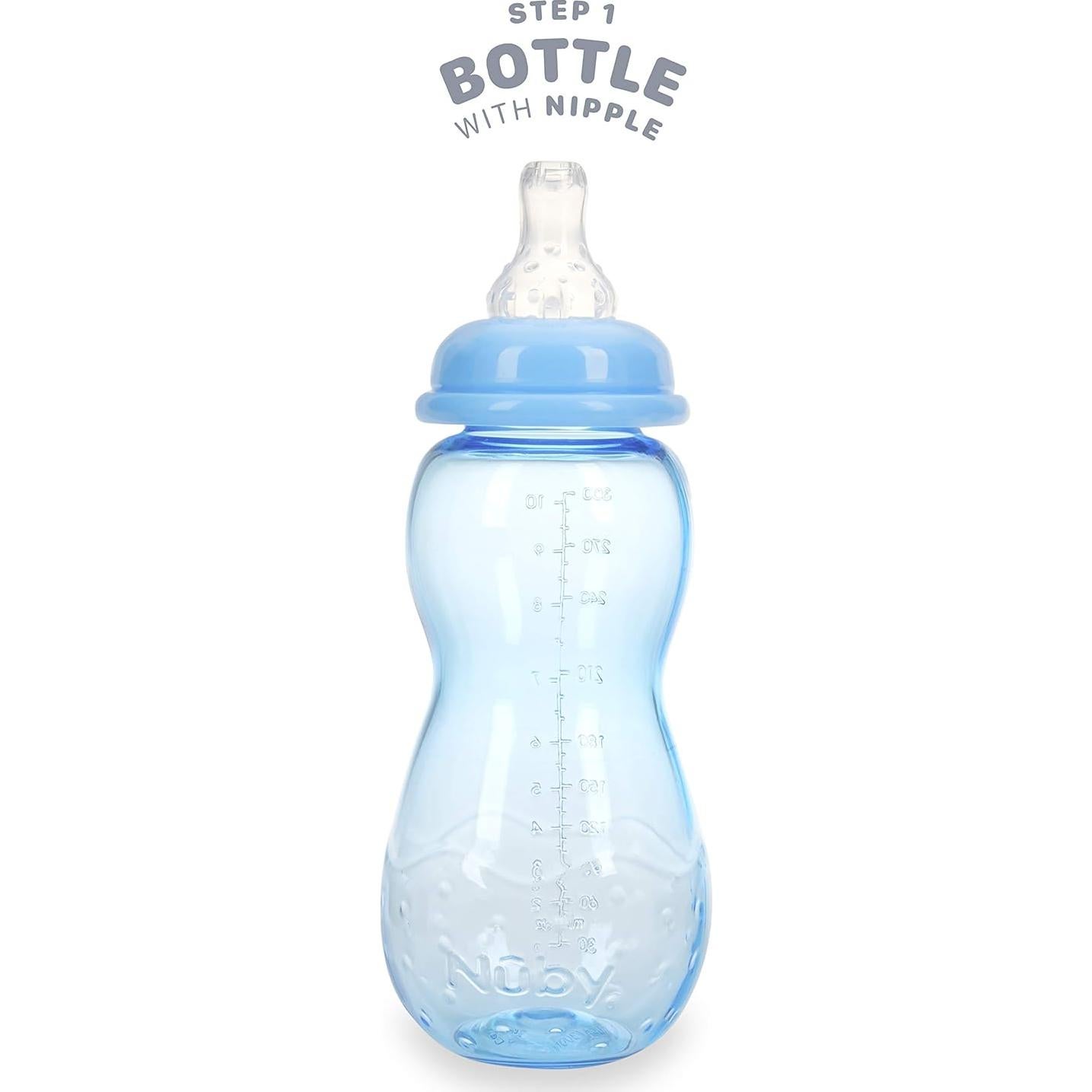 Botella Nuby Crece Conmigo 10 Oz (295 ml) Azul Sin Derrames