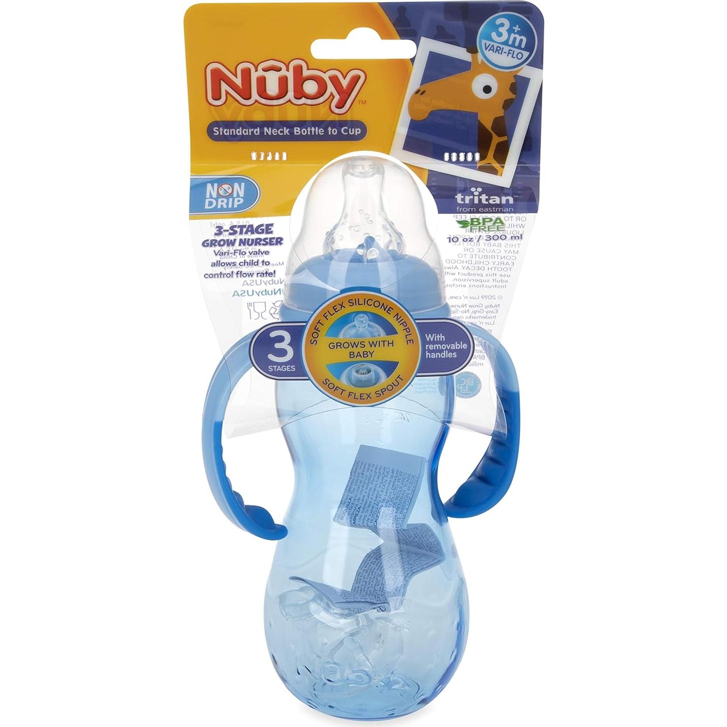 Botella Nuby Crece Conmigo 10 Oz (295 ml) Azul Sin Derrames